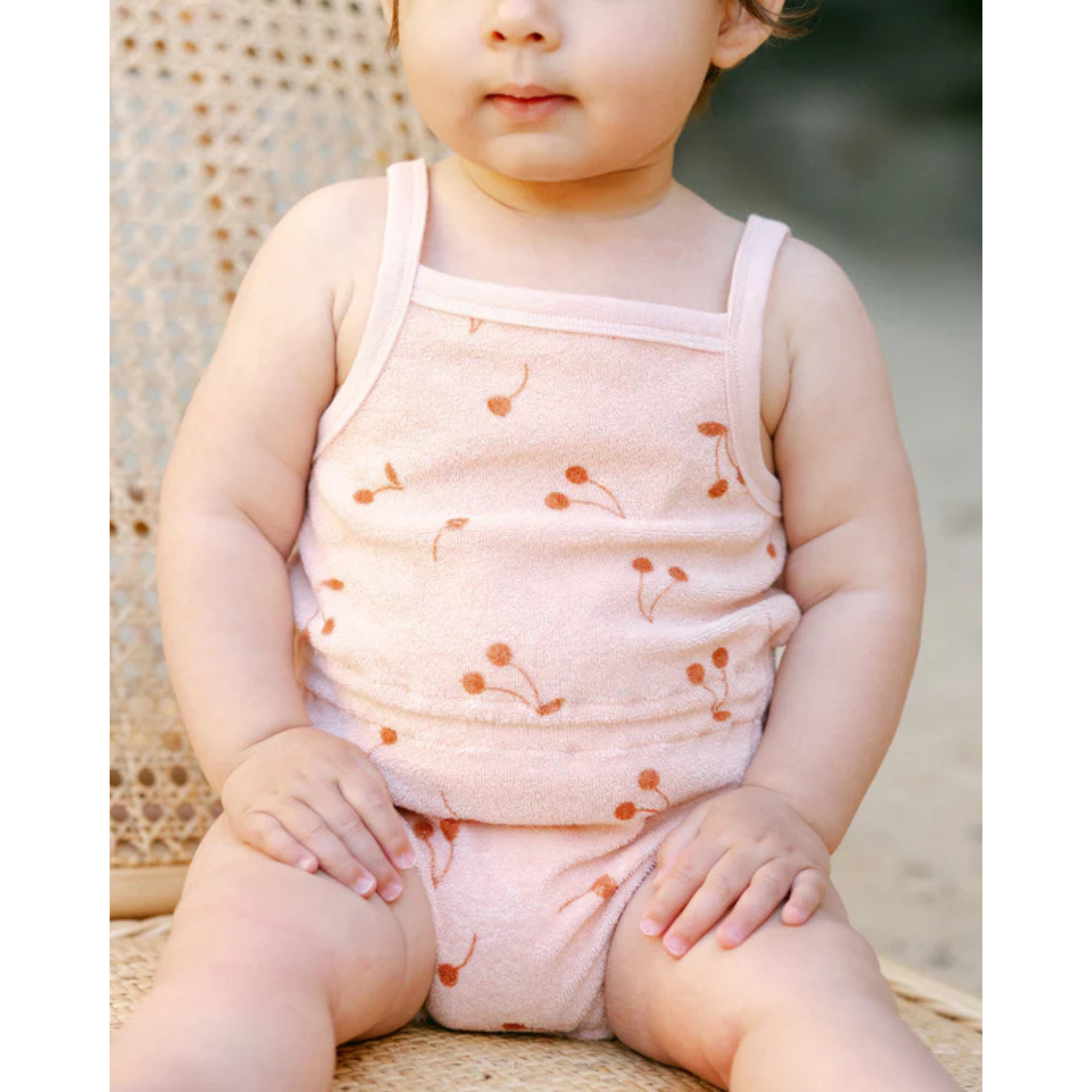 QUINCY MAE Terry Cinch Romper  - Cherries