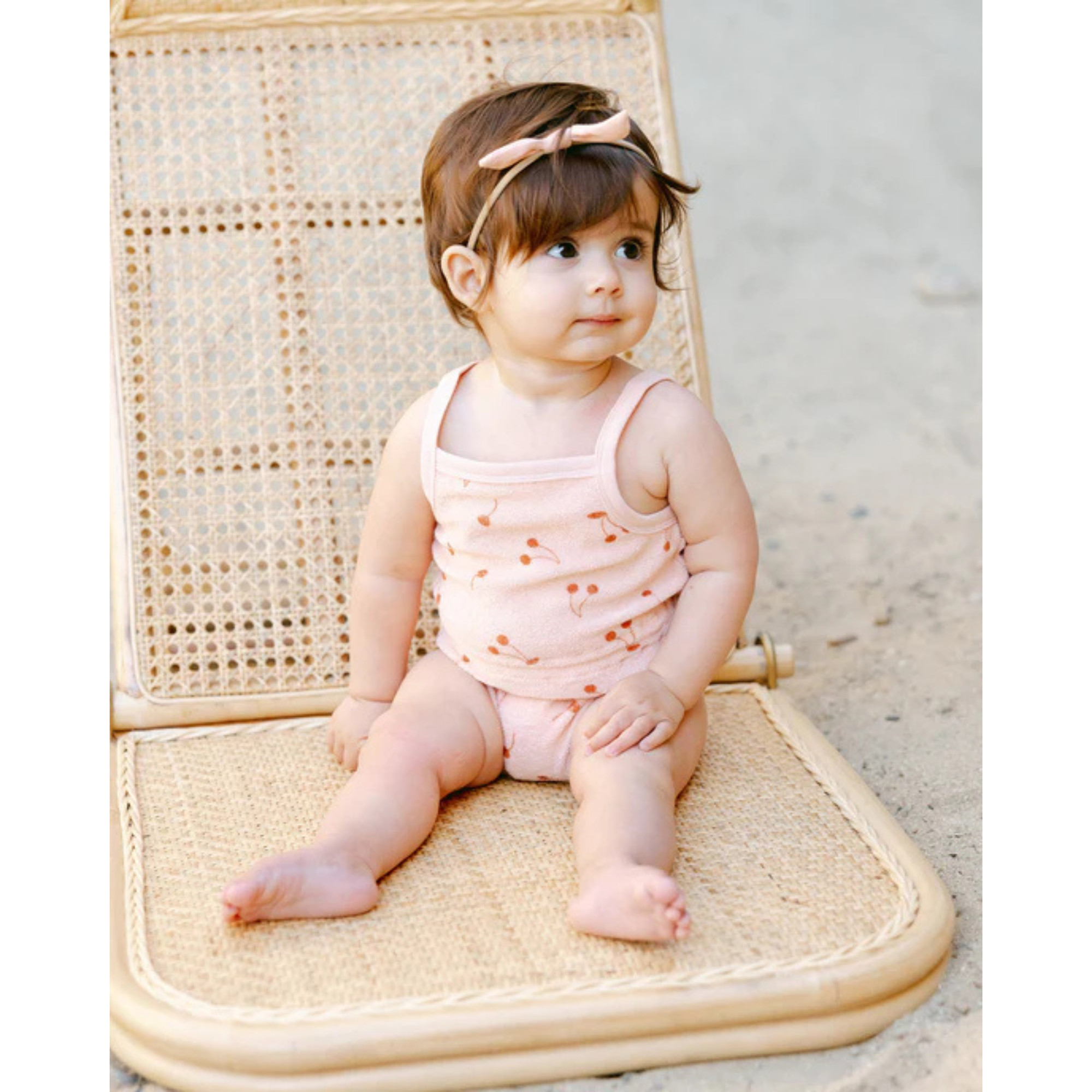 QUINCY MAE Terry Cinch Romper  - Cherries