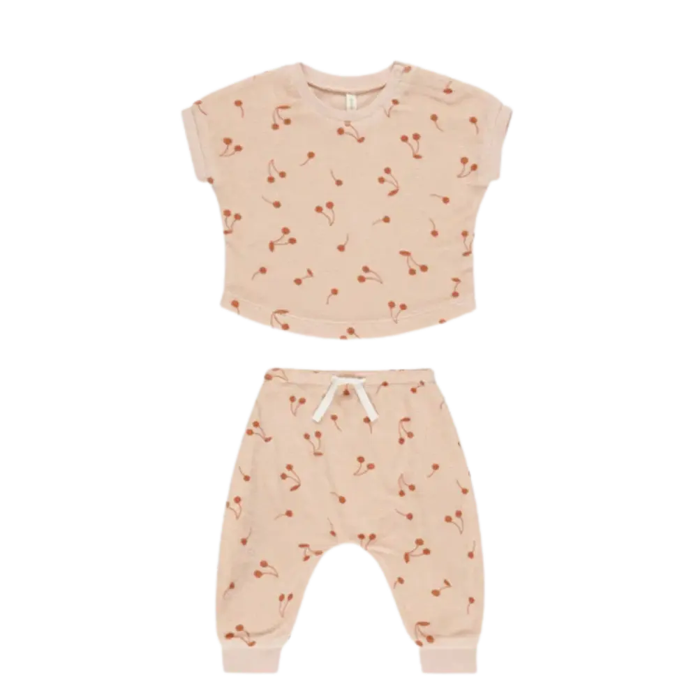 QUINCY MAE Ensemble T-shirt et pantalon en éponge - Cerises