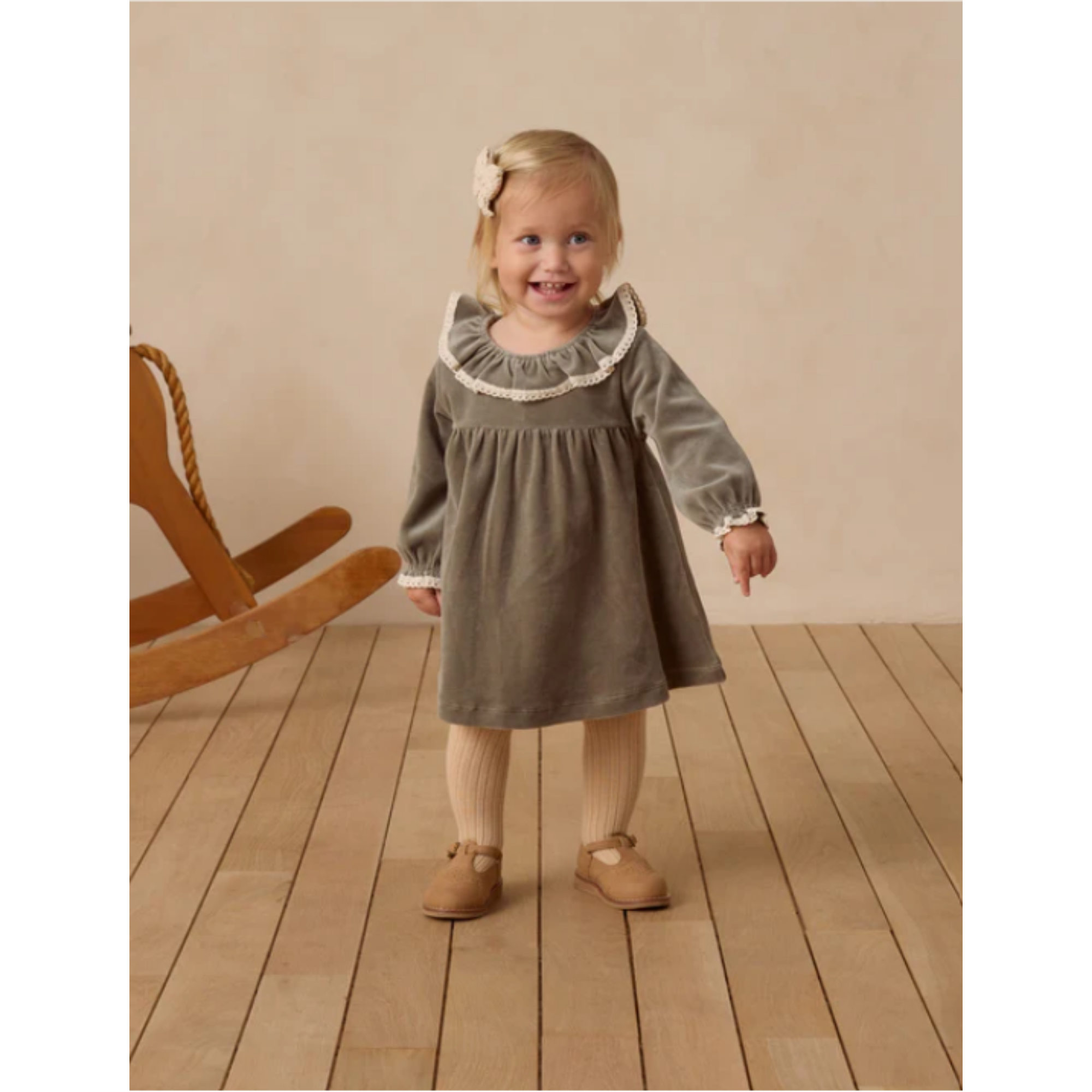 Robe bébé en velours QUINCY MAE - Forêt