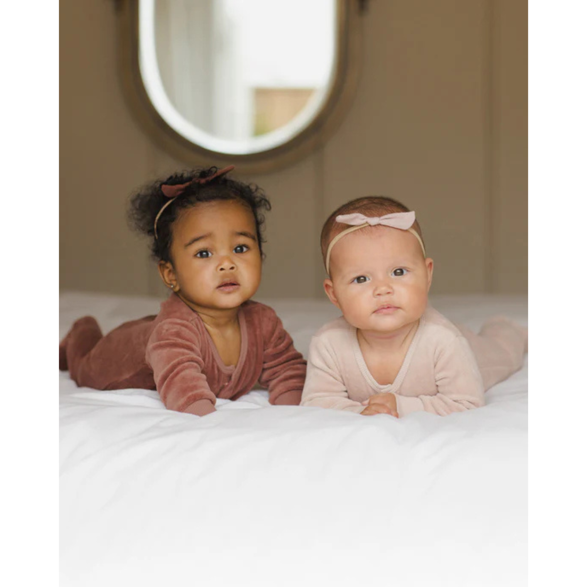 QUINCY MAE - Footie en velours à pression cachée - Blush