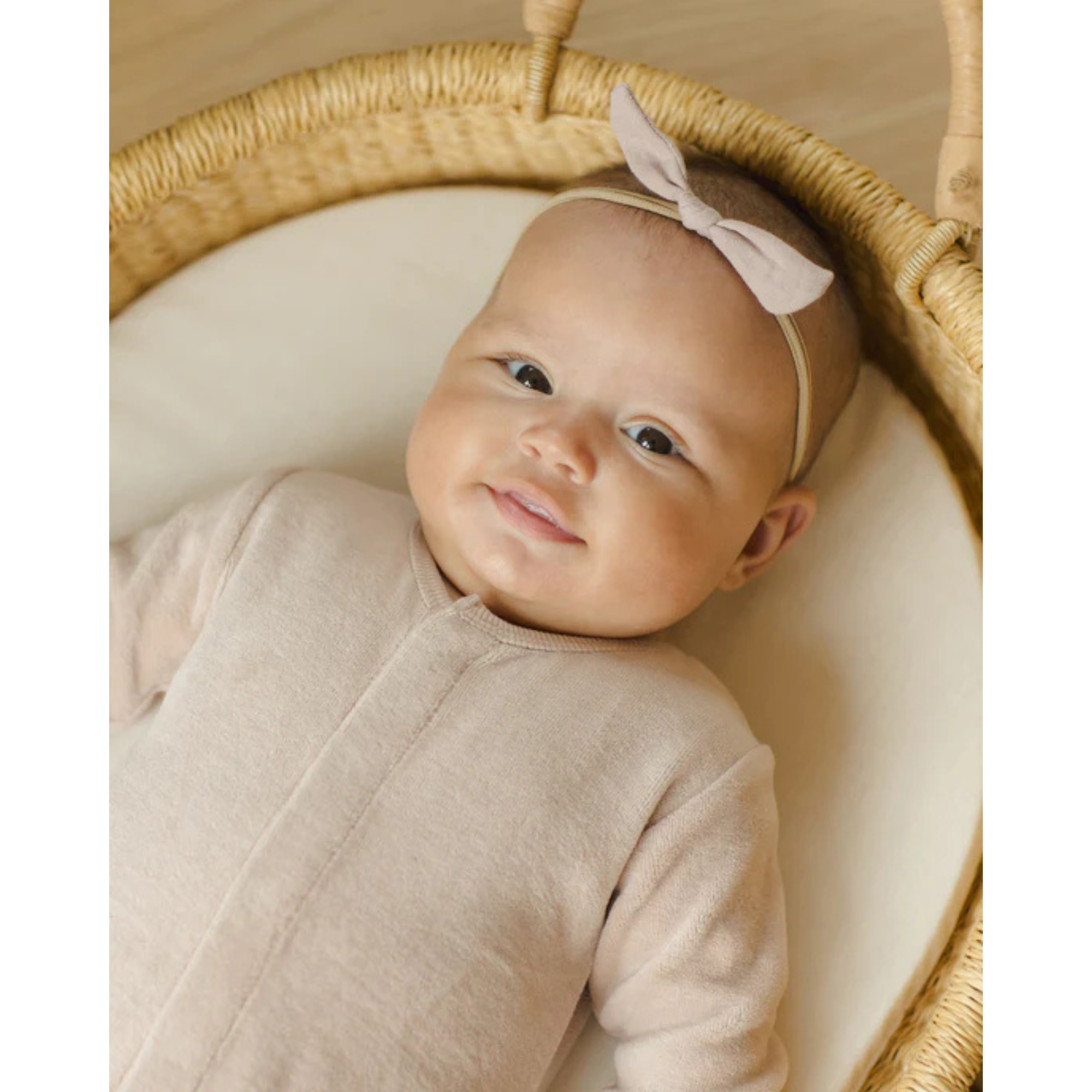 QUINCY MAE - Footie en velours à pression cachée - Blush