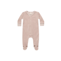 QUINCY MAE Velour Hidden Snap Footie - Blush