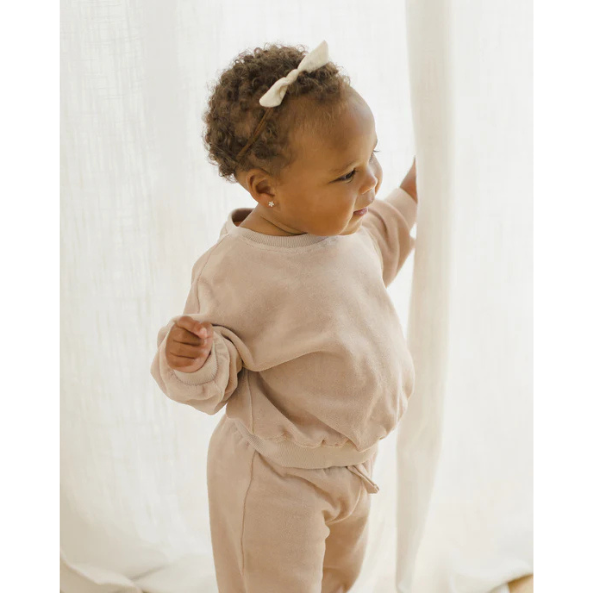 QUINCY MAE Velour Relaxed Sweatpant - Blush