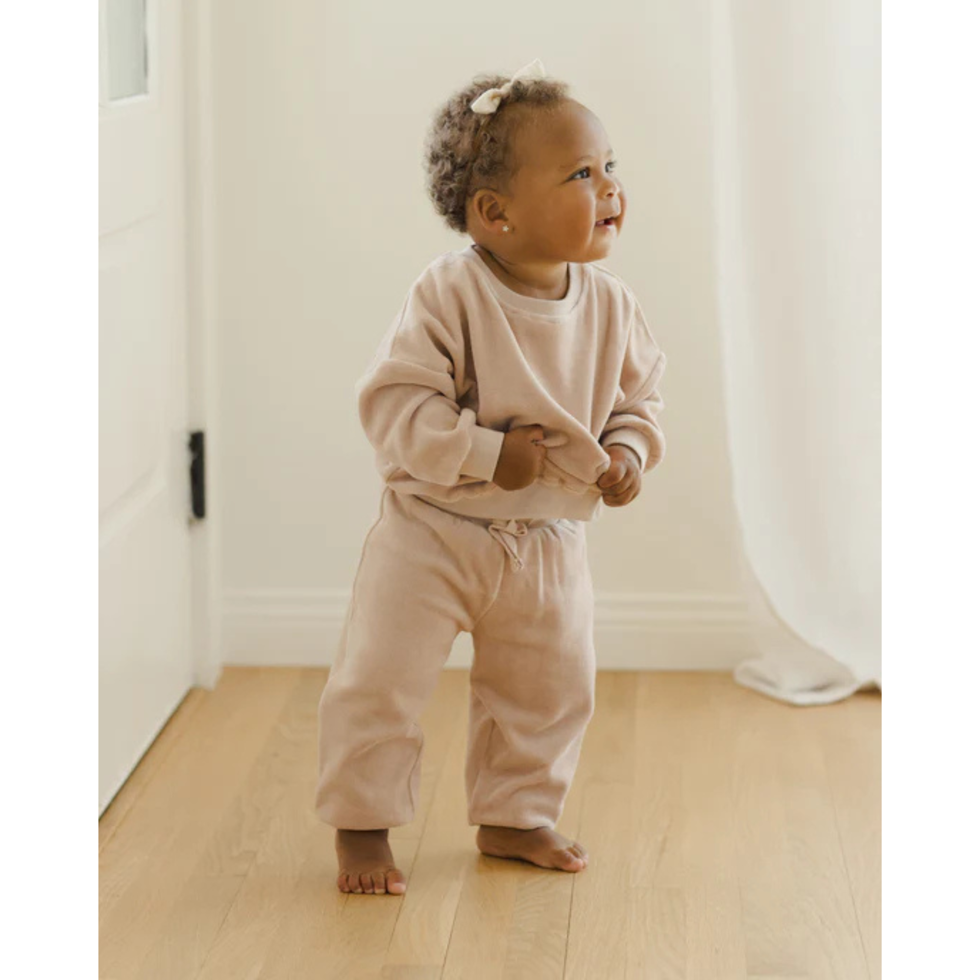 QUINCY MAE Velour Relaxed Sweatpant - Blush