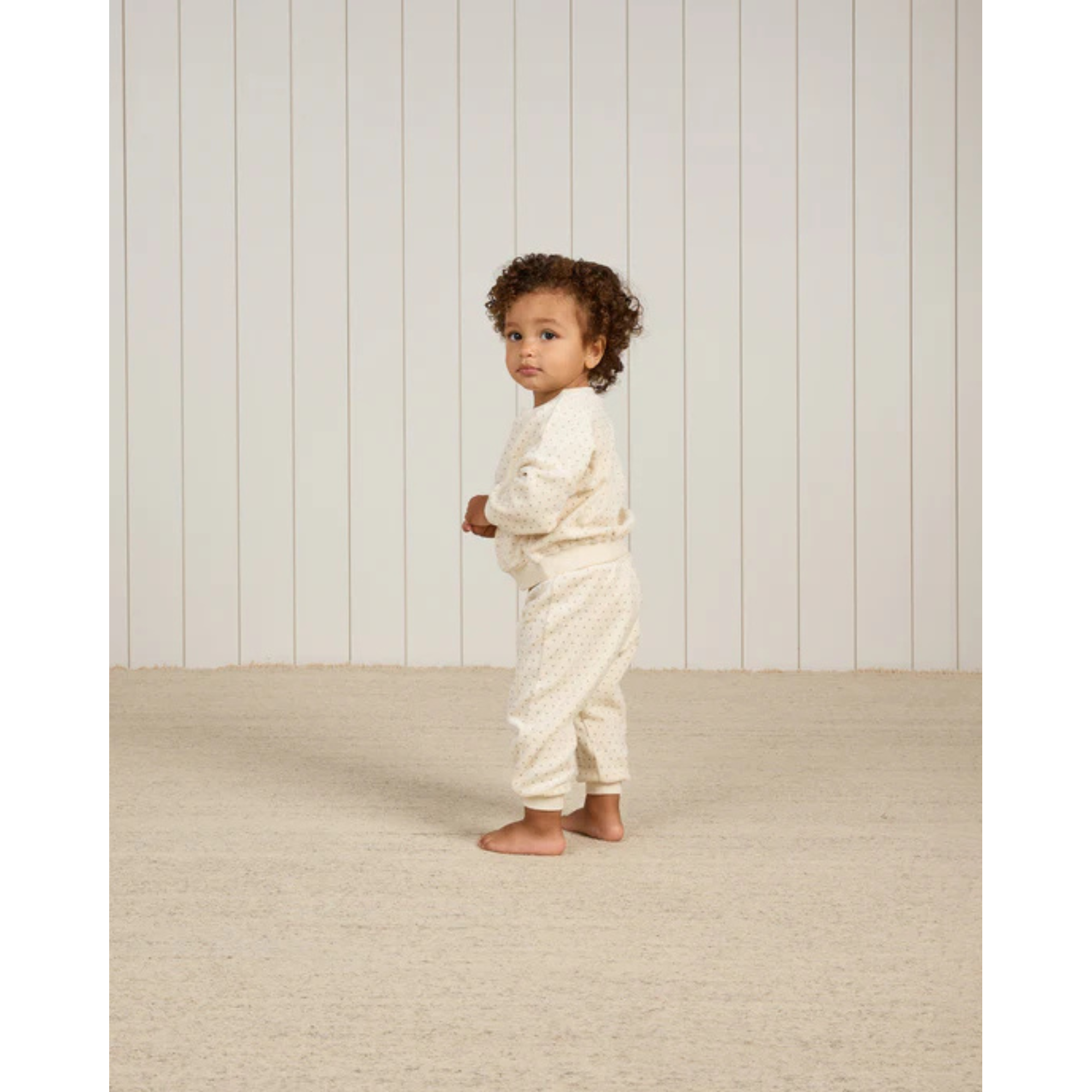 QUINCY MAE Velour Relaxed Sweatpant - Polka Dot