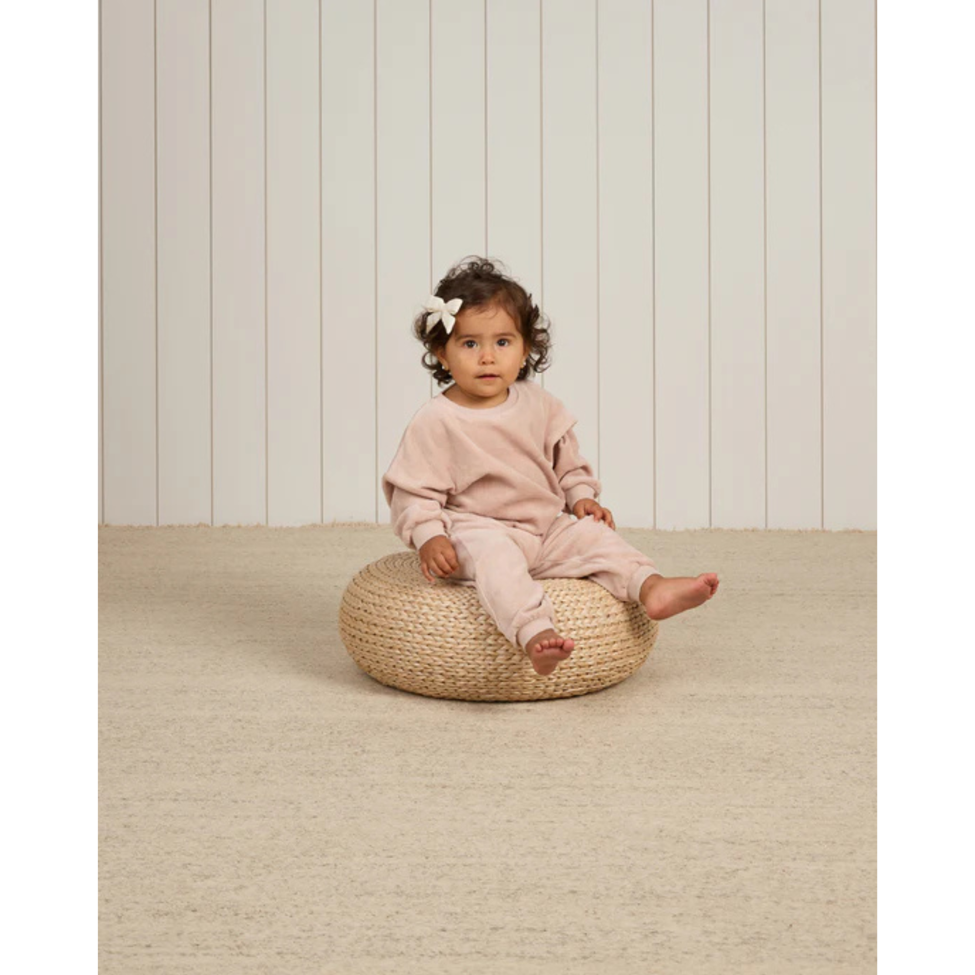 QUINCY MAE Velour Relaxed Sweatshirt - Blush