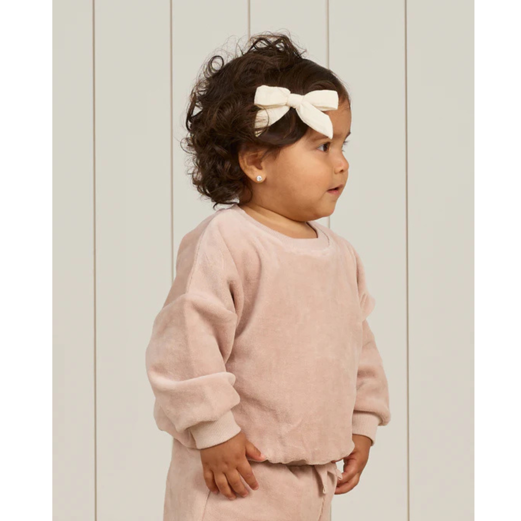 QUINCY MAE Velour Relaxed Sweatshirt - Blush