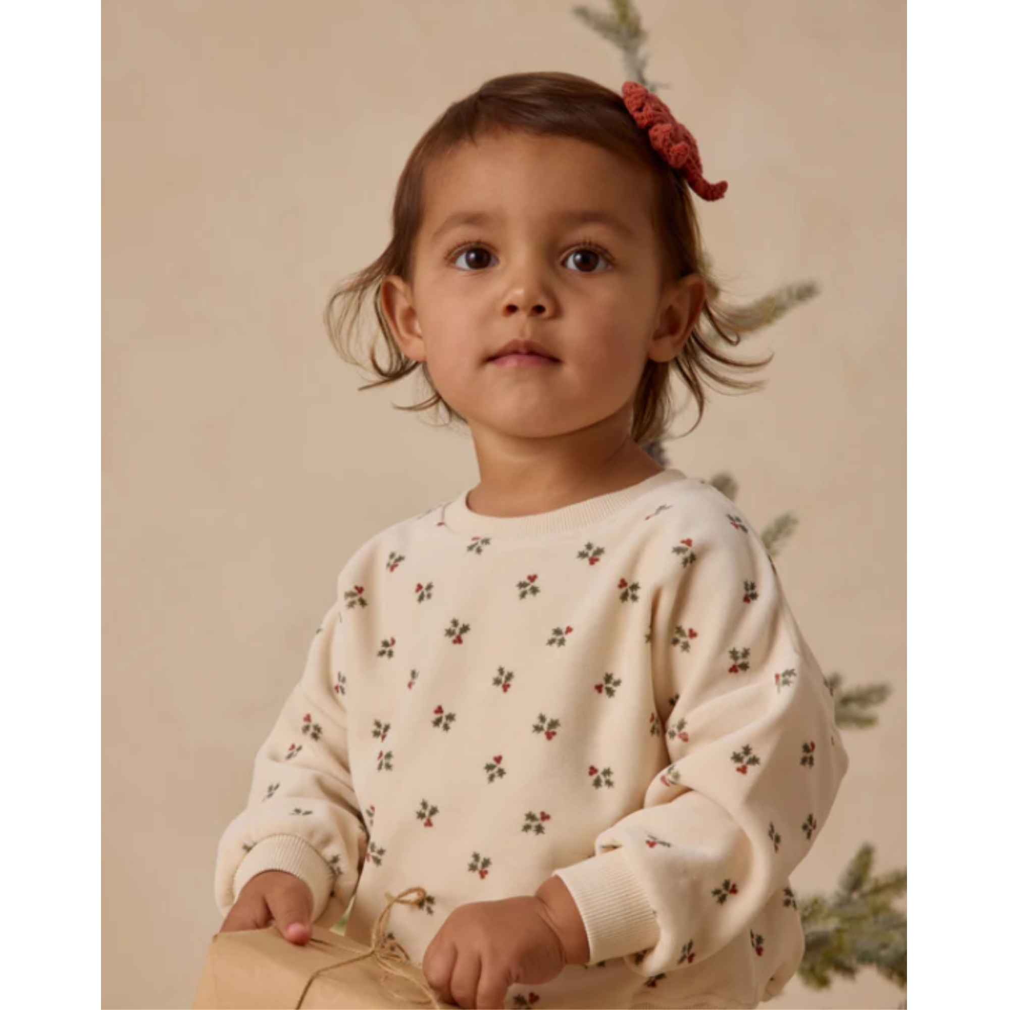 QUINCY MAE Velour Relaxed Sweatshirt - Holly Berry