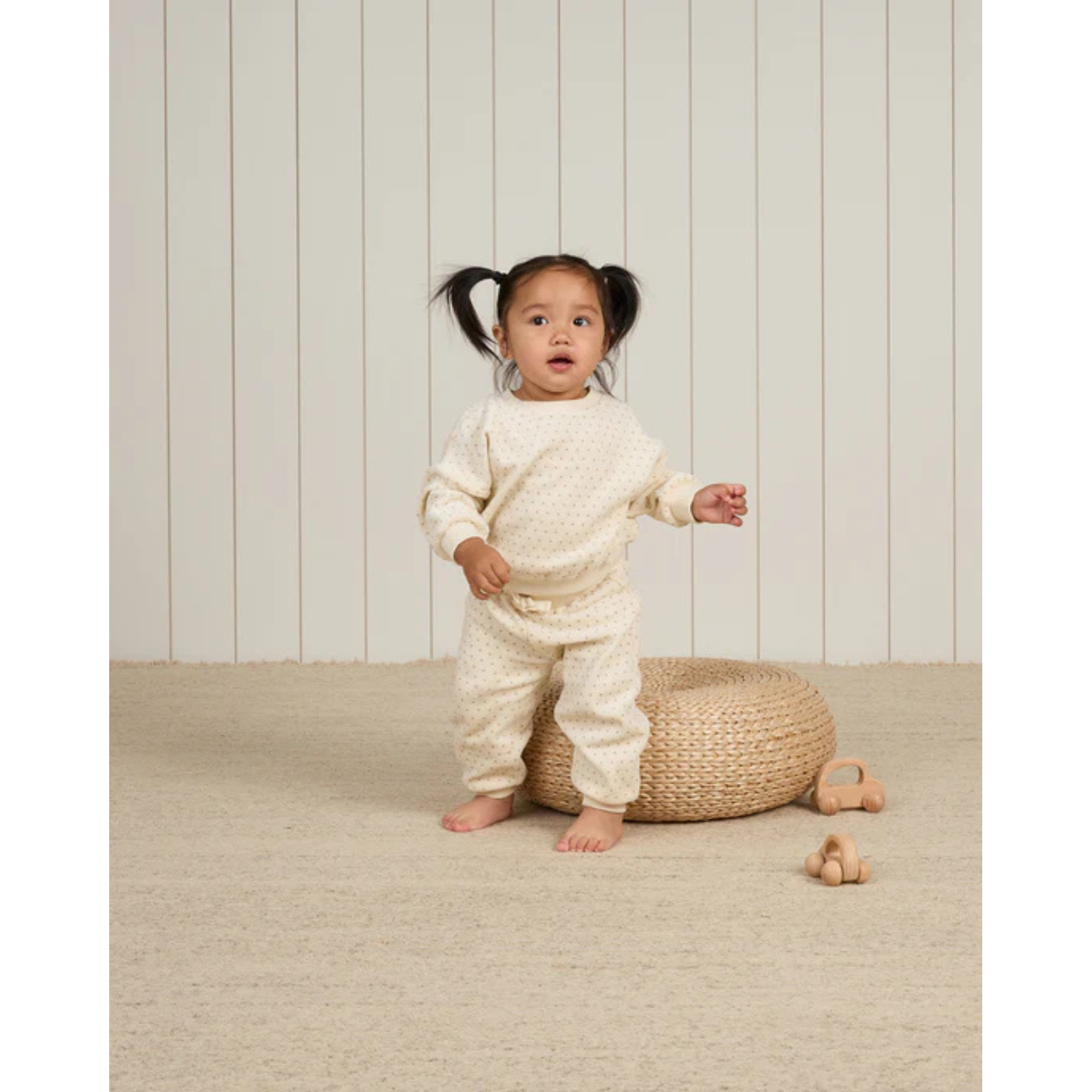 QUINCY MAE Velour Relaxed Sweatshirt - Polka Dot