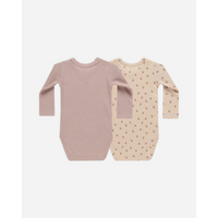 Thumbnail for QUINCY MAE Waffle Bodysuit (2-Pack) - Mauve/Blossom