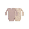 QUINCY MAE Waffle Bodysuit (2-Pack) - Mauve/Blossom