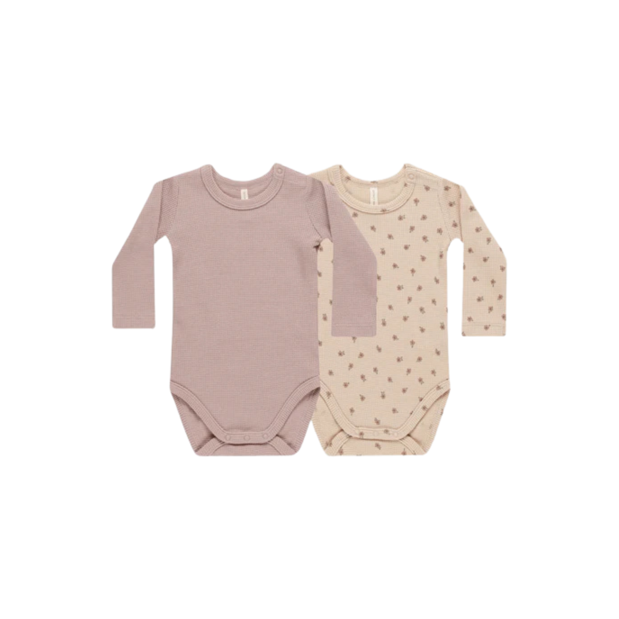 QUINCY MAE Waffle Bodysuit (2-Pack) - Mauve/Blossom