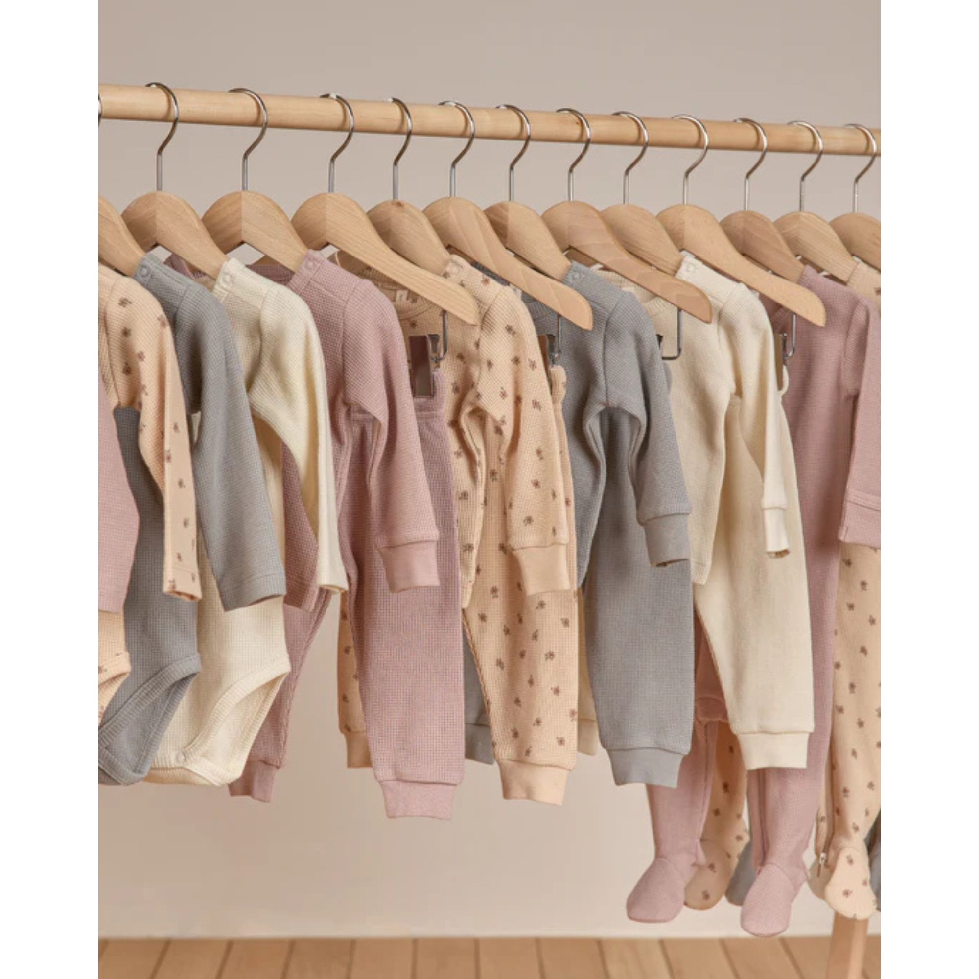 QUINCY MAE Waffle Bodysuit (2-Pack) - Natural/Dusty Blue