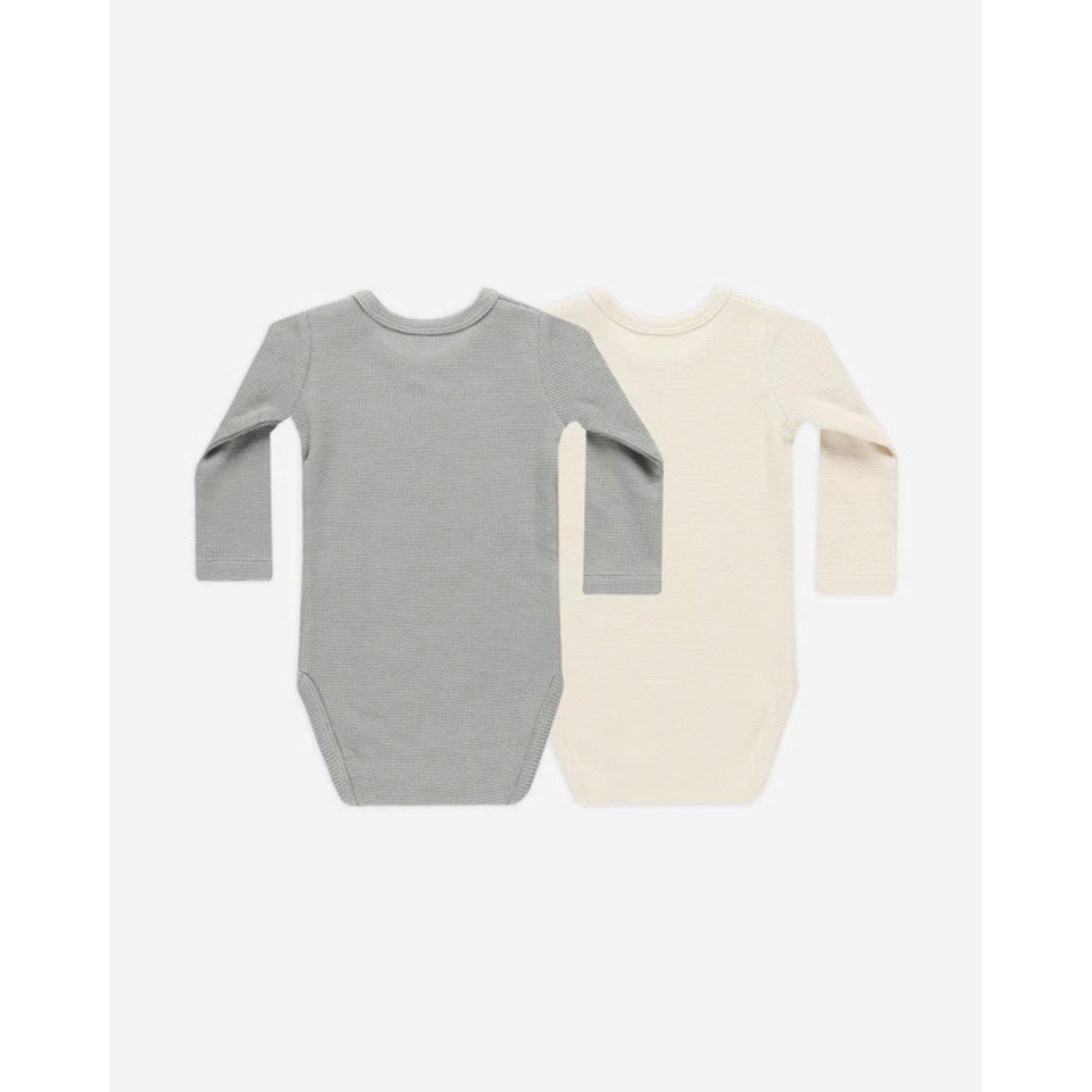 QUINCY MAE Waffle Bodysuit (2-Pack) - Natural/Dusty Blue