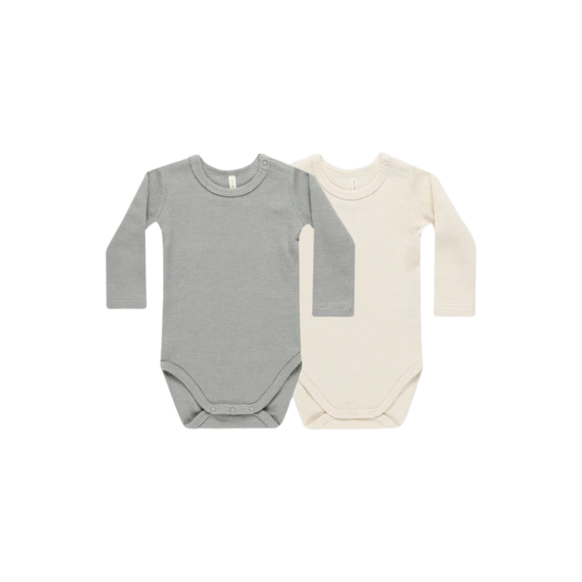 QUINCY MAE Waffle Bodysuit (2-Pack) - Natural/Dusty Blue