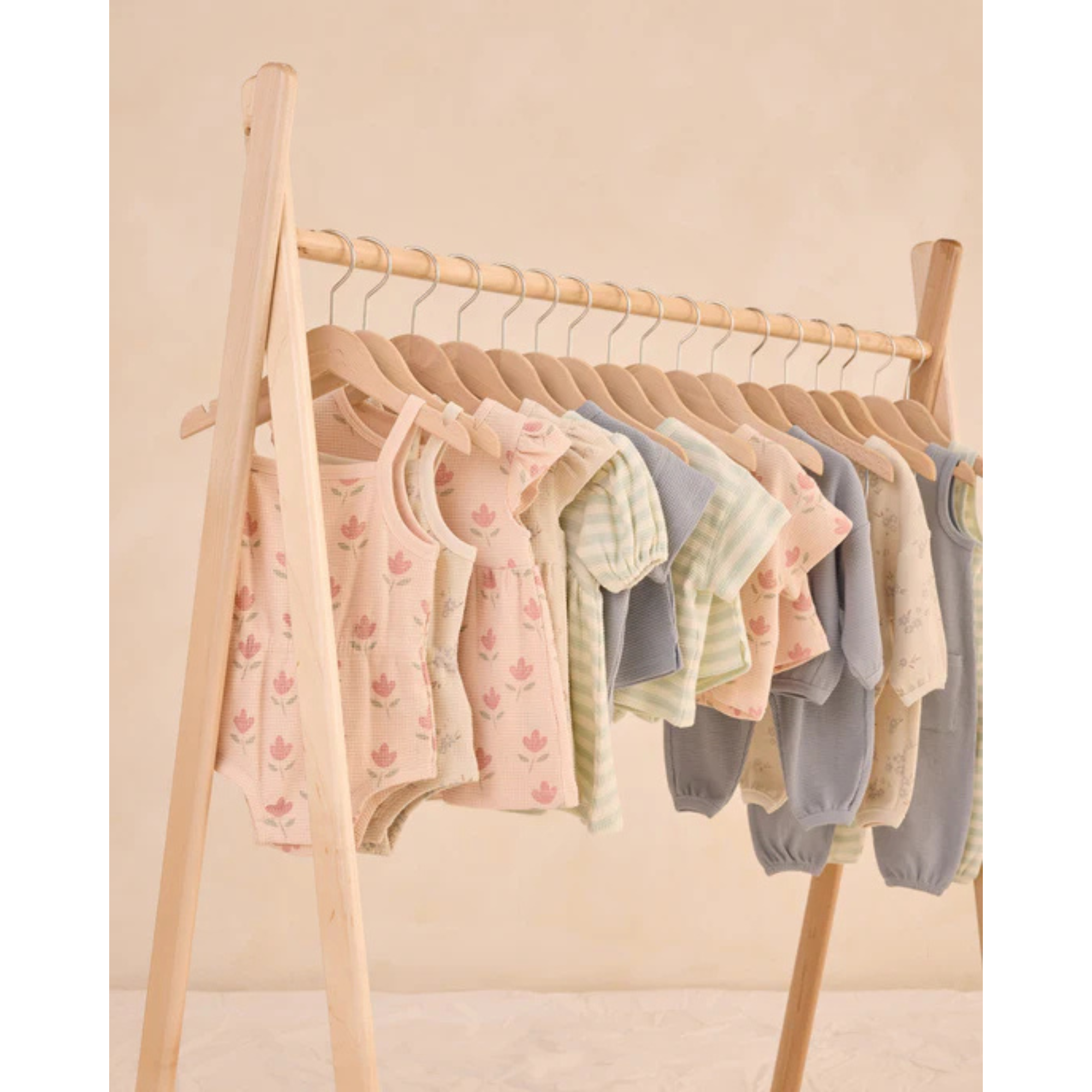 QUINCY MAE Waffle Cinch Romper - Tulips