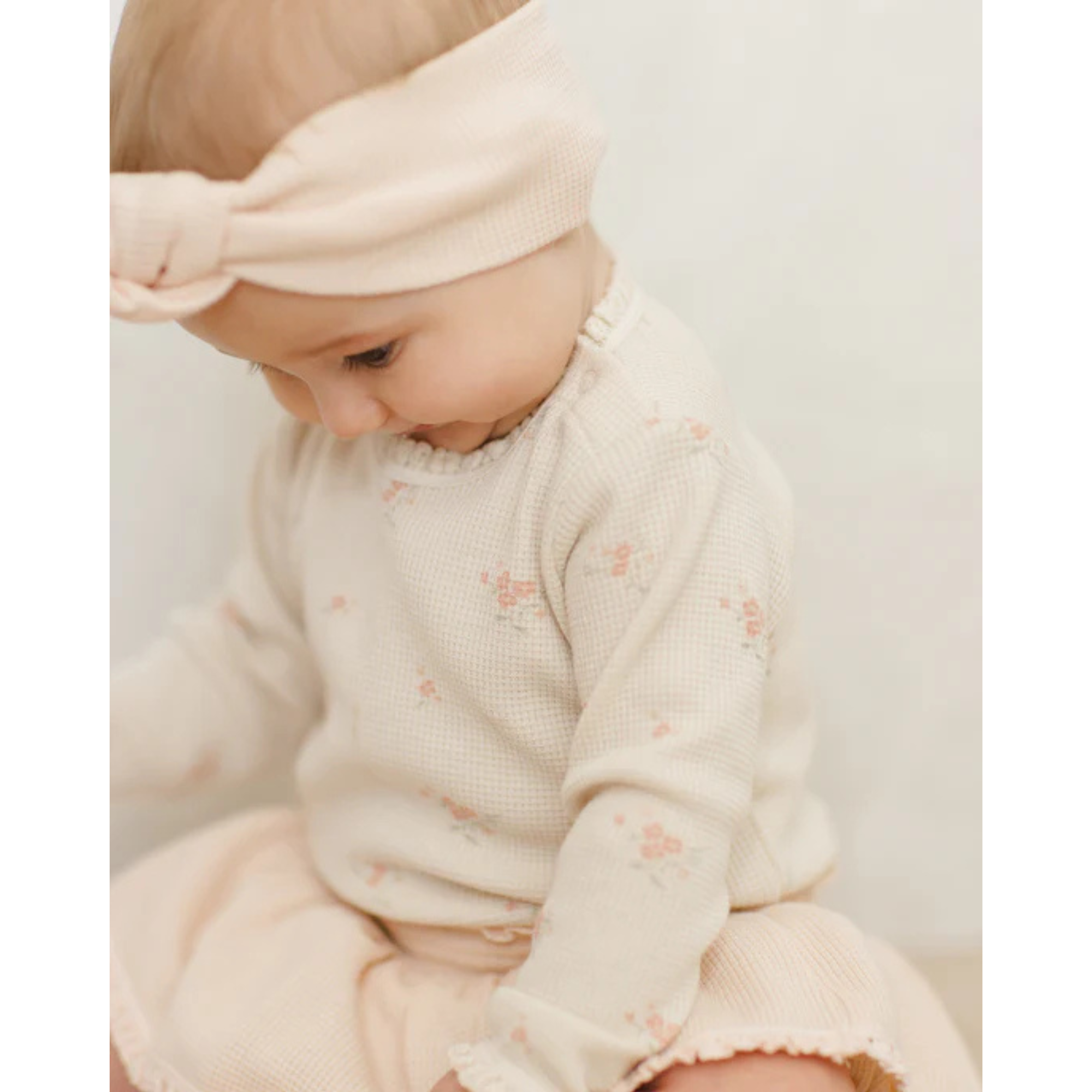 QUINCY MAE Waffle Long Sleeve Bodysuit - Vintage Rose