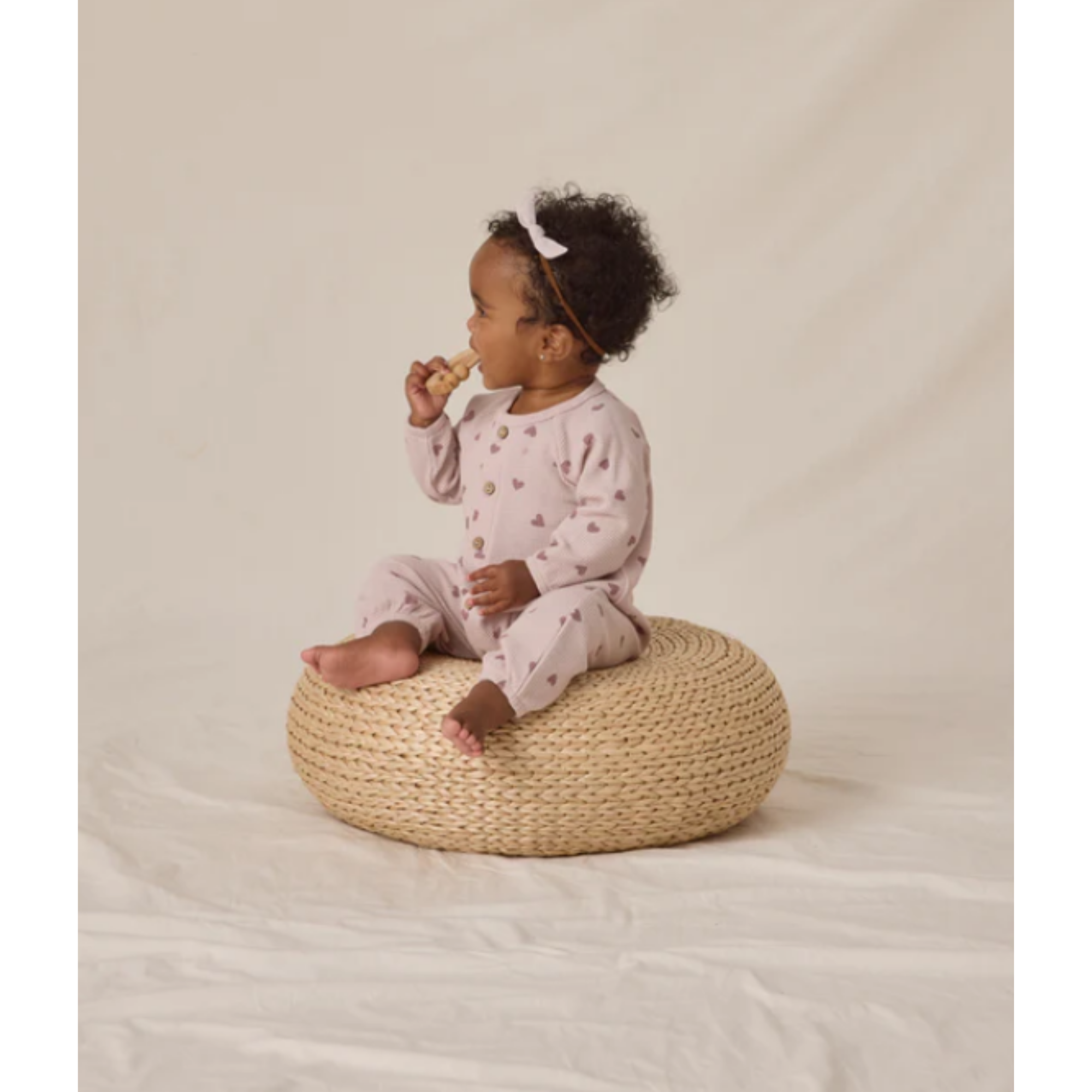 QUINCY MAE Waffle Long Sleeve Jumpsuit - Hearts