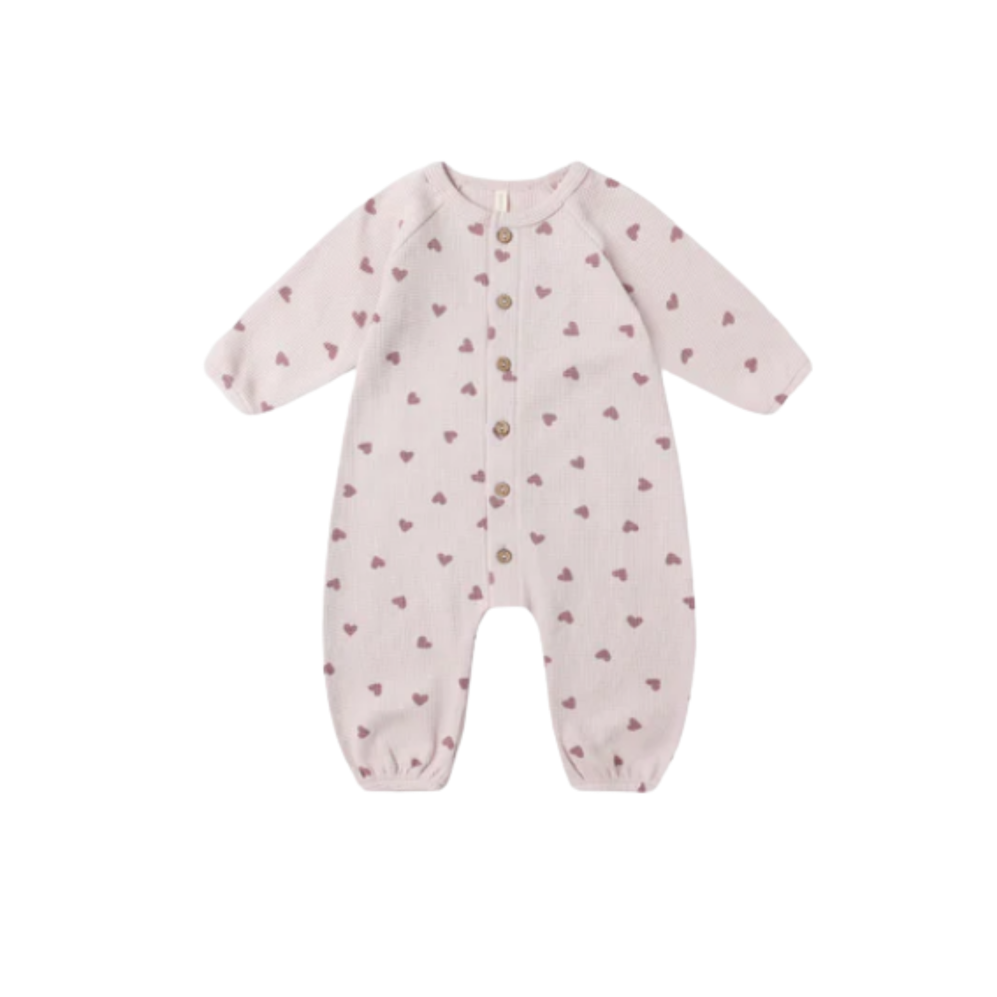 QUINCY MAE Waffle Long Sleeve Jumpsuit - Hearts