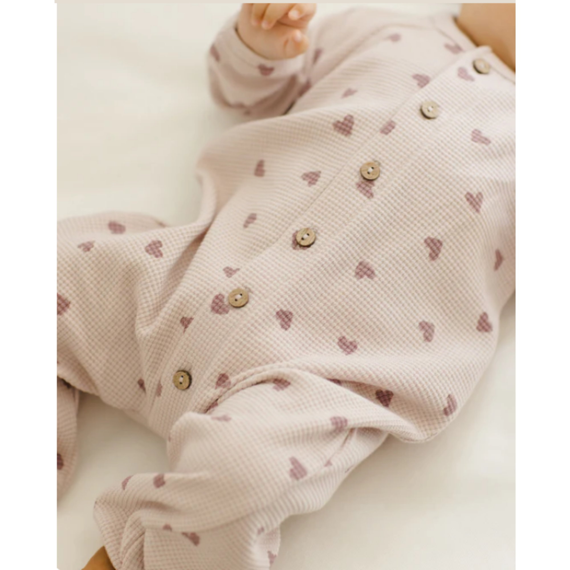 QUINCY MAE Waffle Long Sleeve Jumpsuit - Hearts