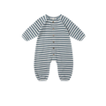 QUINCY MAE Waffle Long Sleeve Jumpsuit - Ocean Stripe