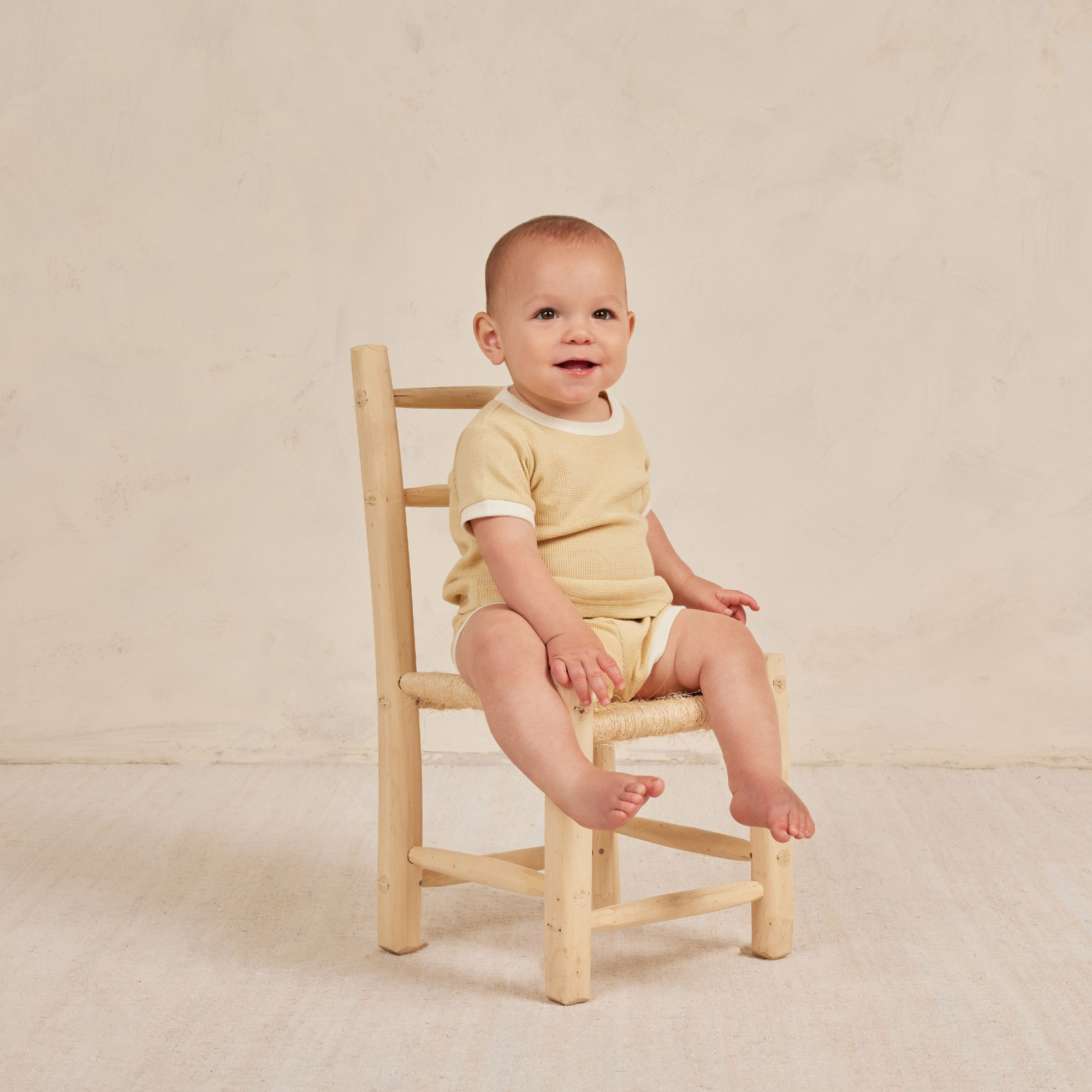 QUINCY MAE Ensemble short gaufré - Citron