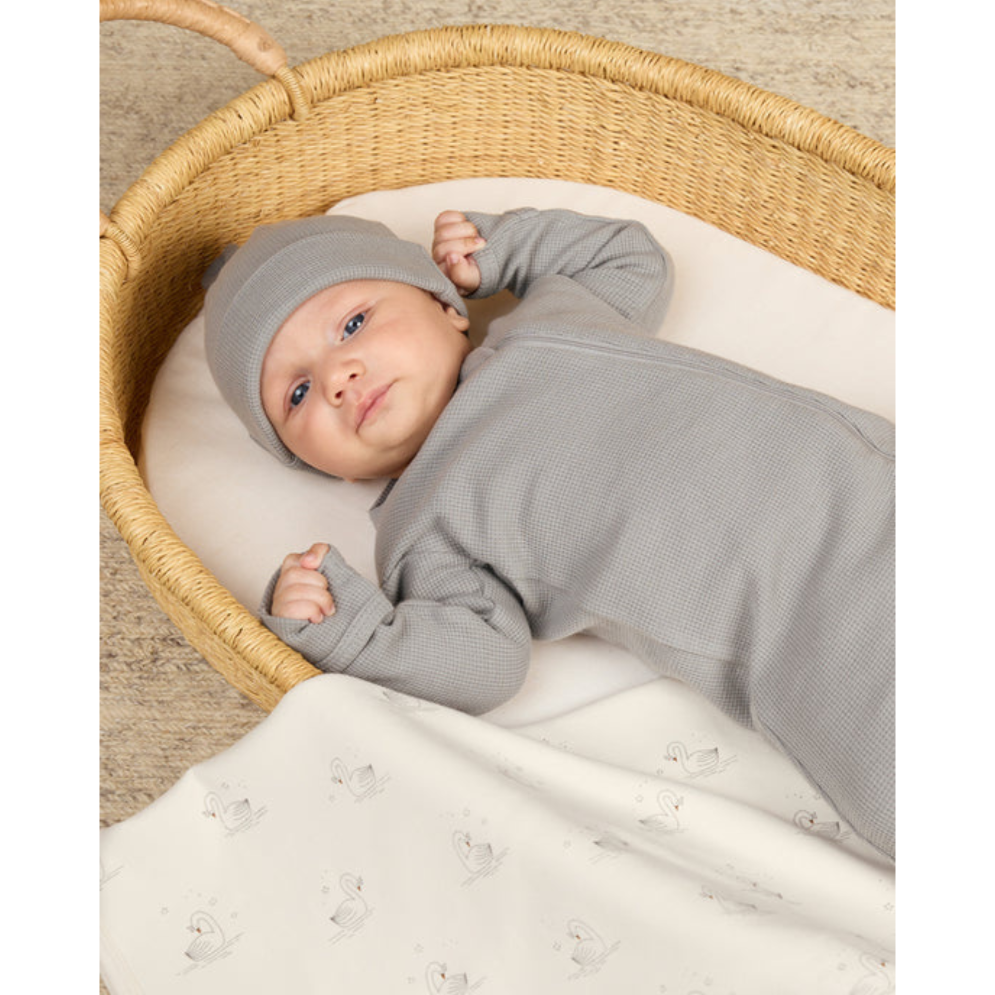 Ensemble de nuit gaufré QUINCY MAE - Bleu poudré