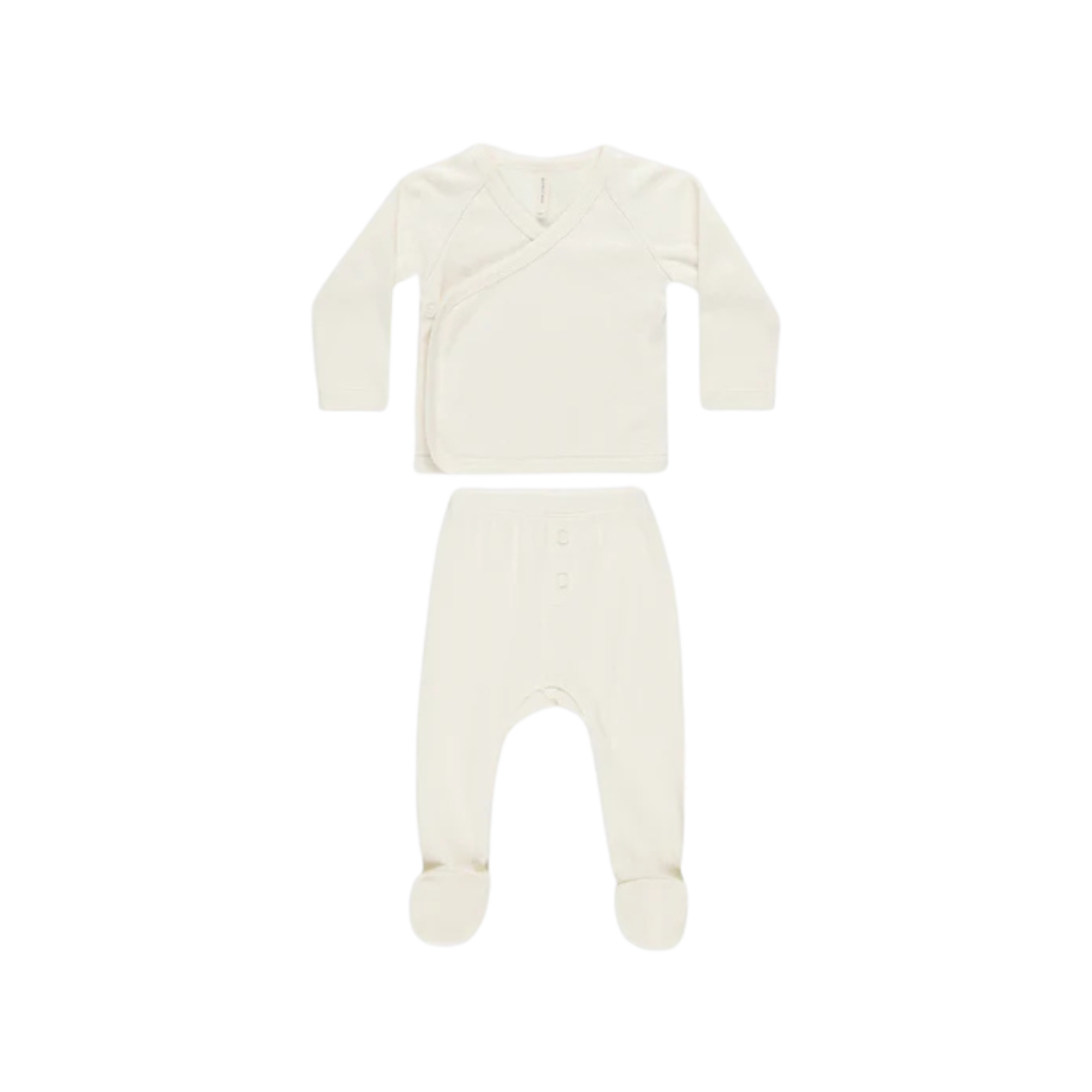 QUINCY MAE Wrap Top + Footed Pant Set - Ivory