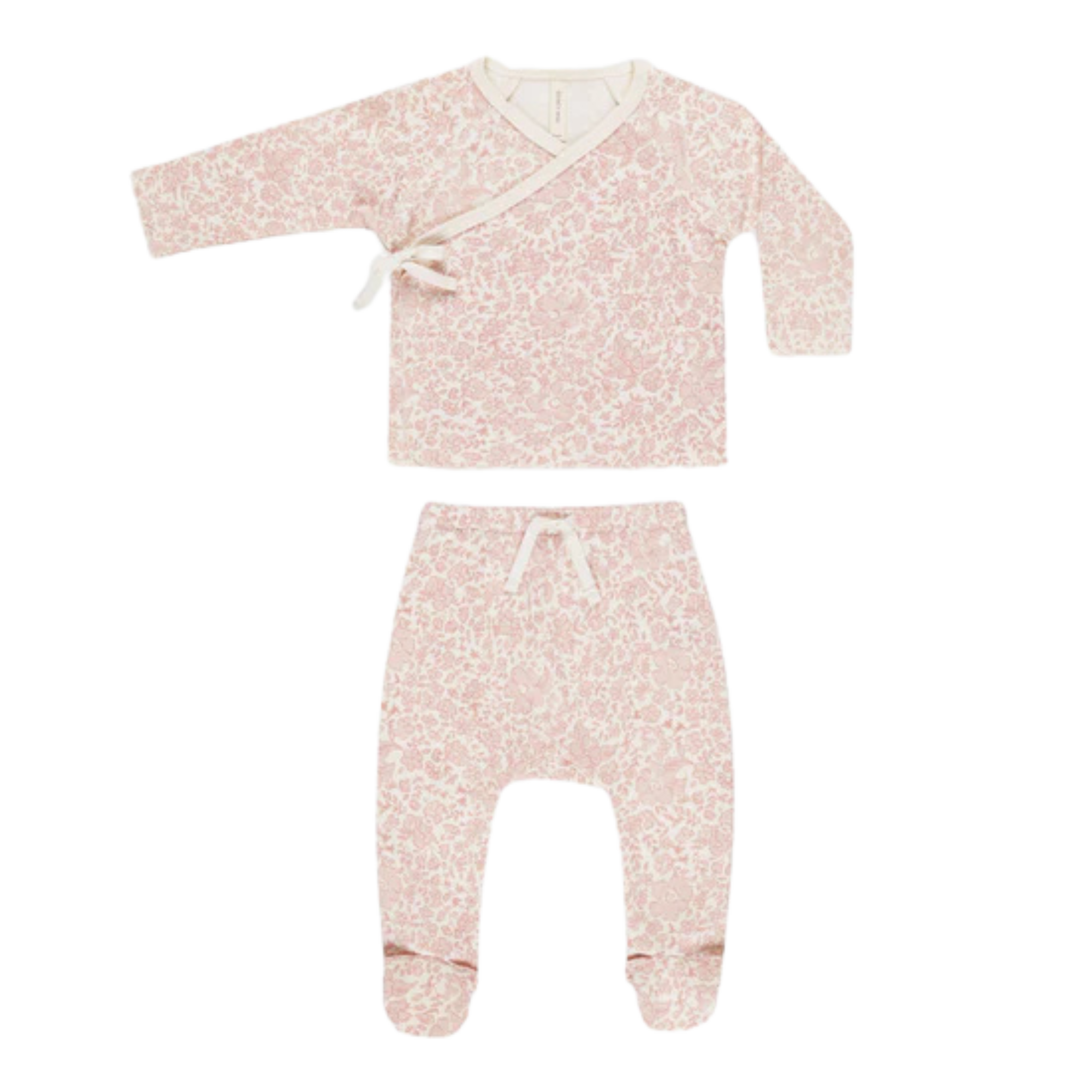 QUINCY MAE Wrap top + Footed Pant Set - Blossom