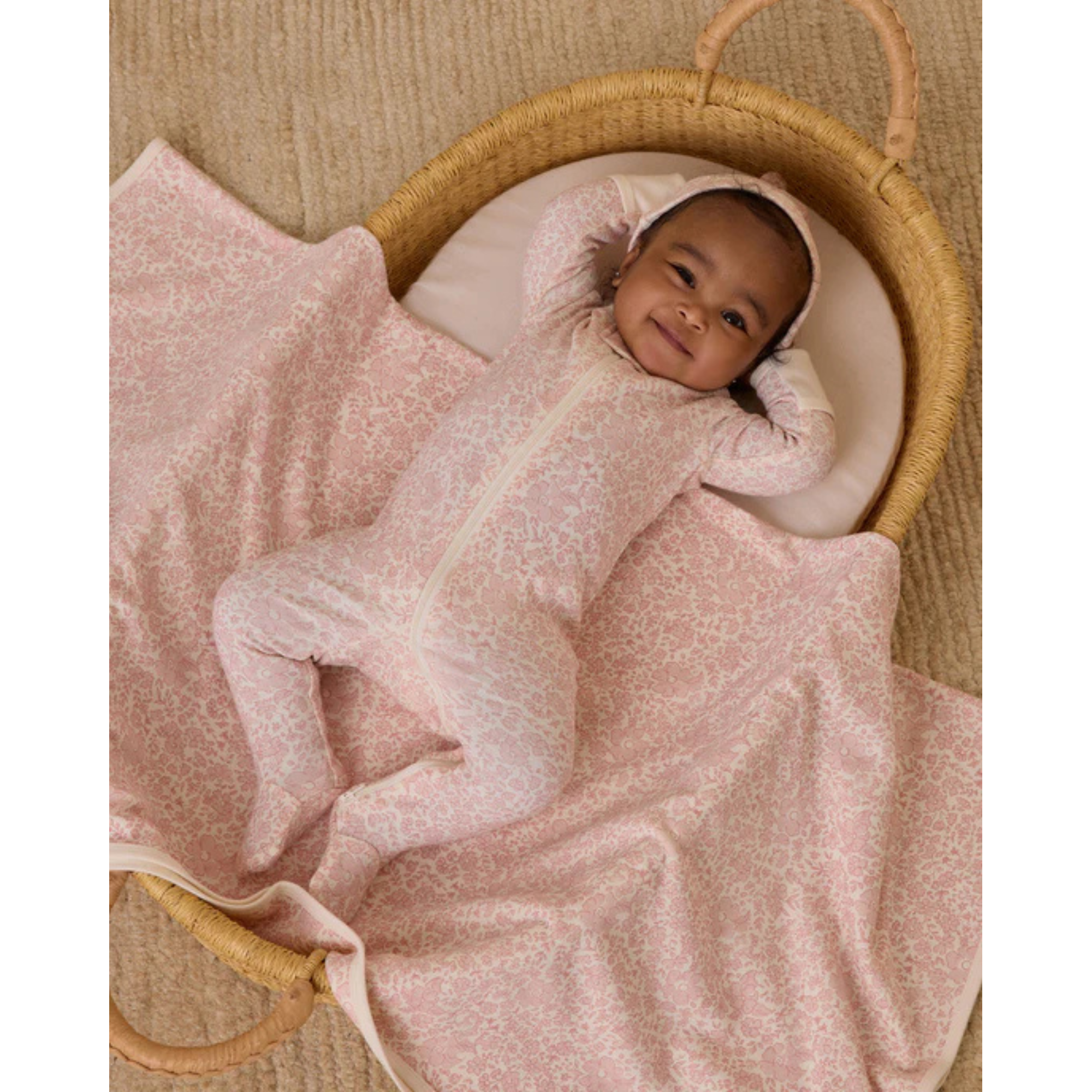 QUINCY MAE Chaussette à manches longues zippée - Fleur rose