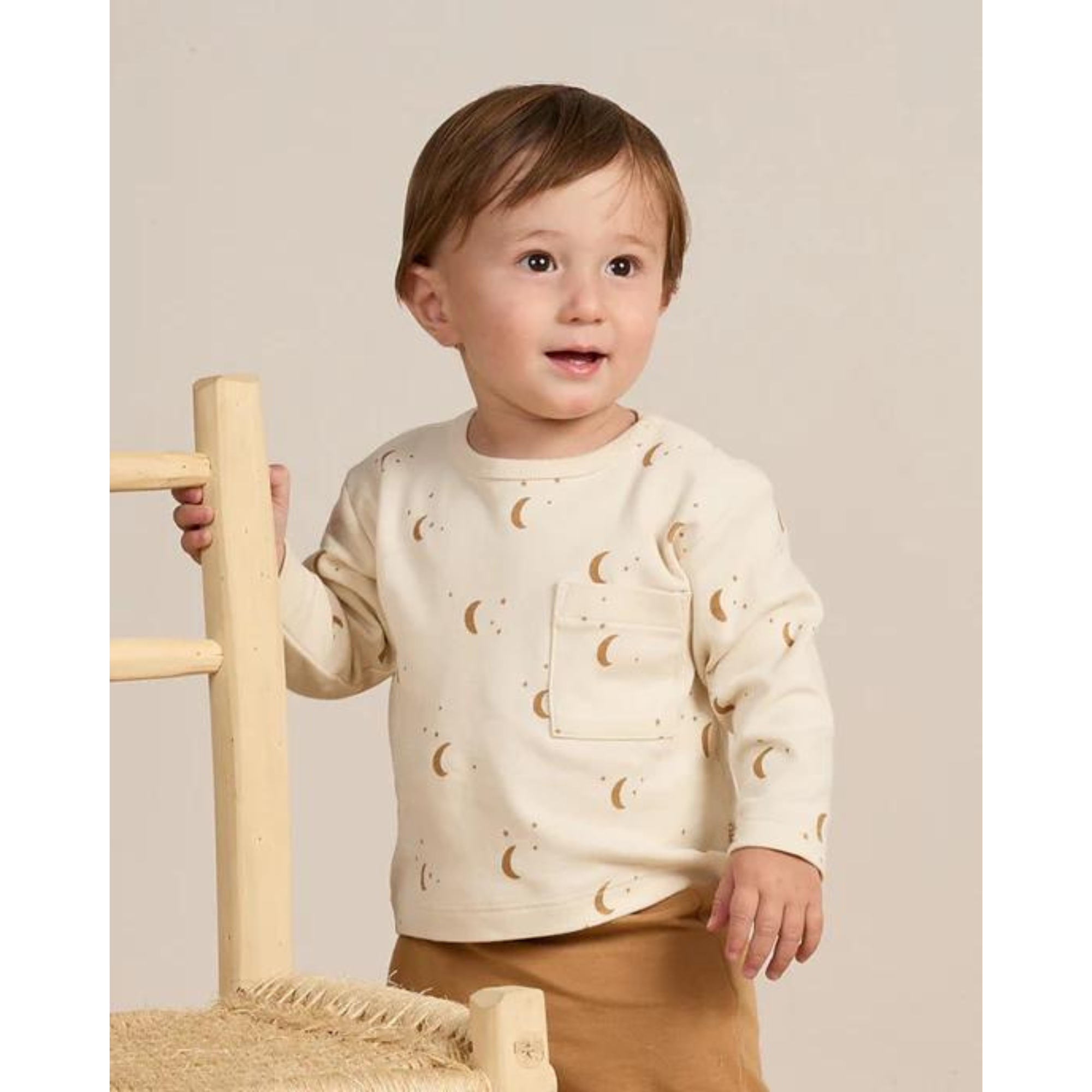 QUINCY MAE Zip Long Sleeve Pocket Tee - Moons