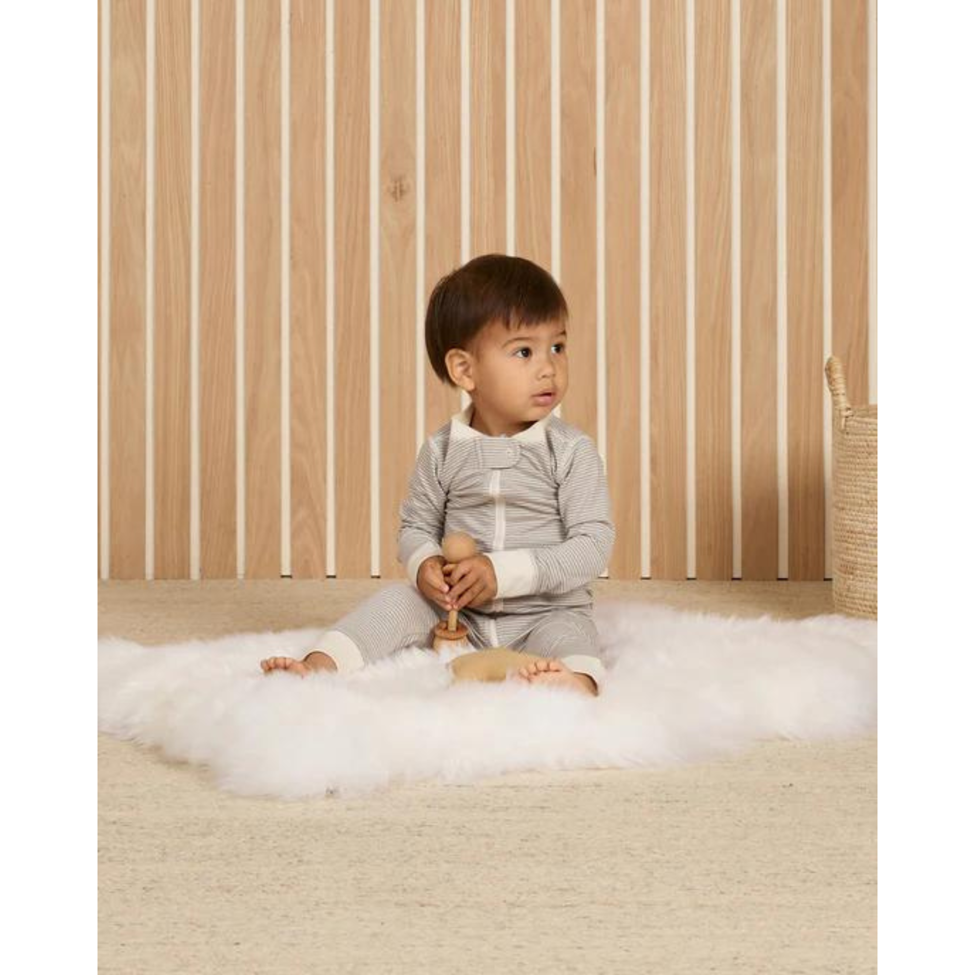 QUINCY MAE Zip Long Sleeve Sleeper - Blue Micro Stripes