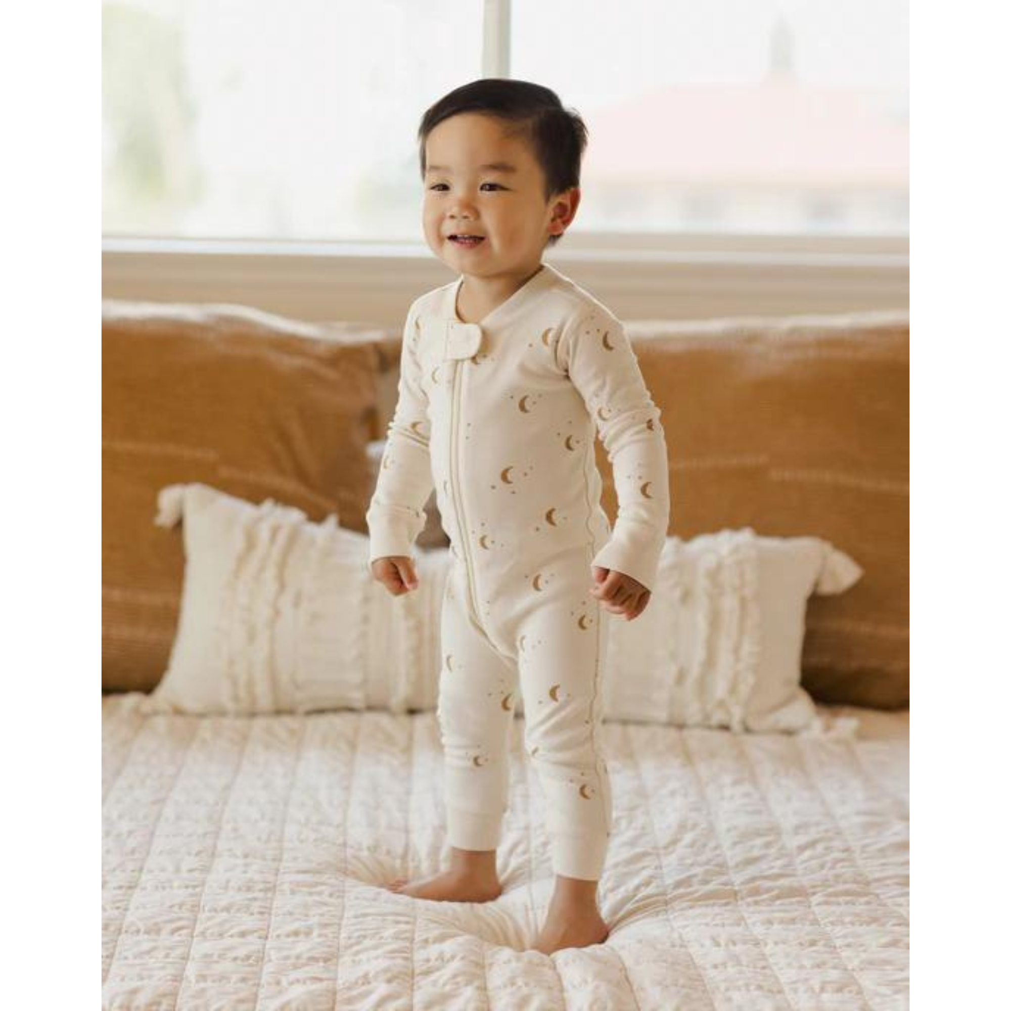 QUINCY MAE Zip Long Sleeve Sleeper - Moons