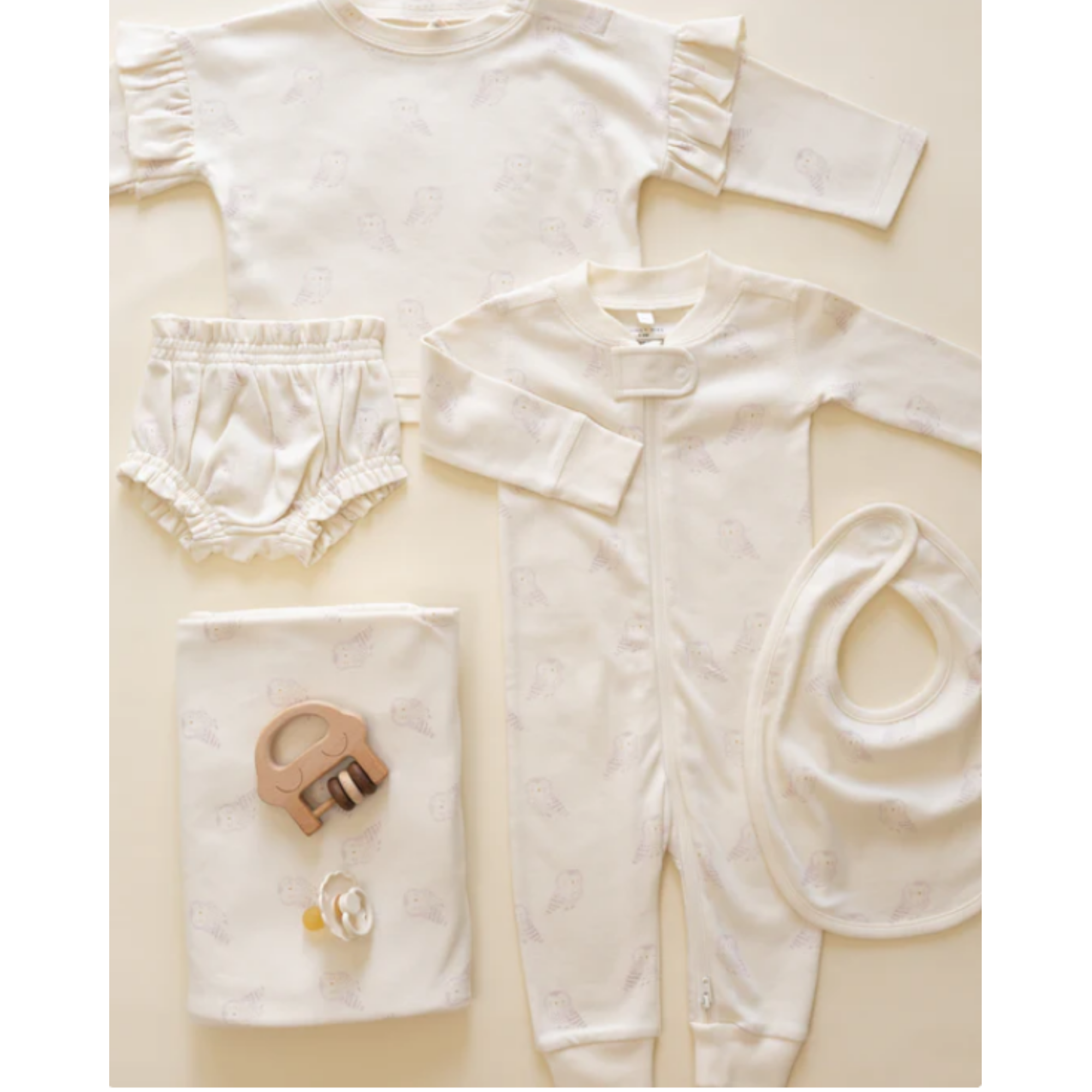 QUINCY MAE Grenouillère zippée à manches longues - Snow Owls