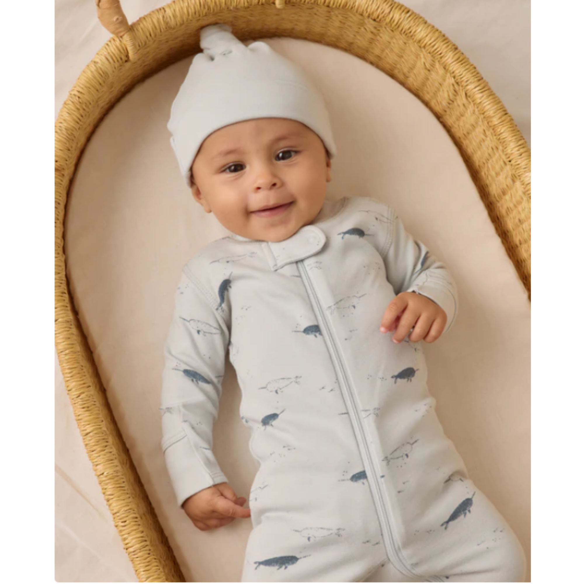 QUINCY MAE Zip Long Sleeve Sleeper Footie - Narwhals
