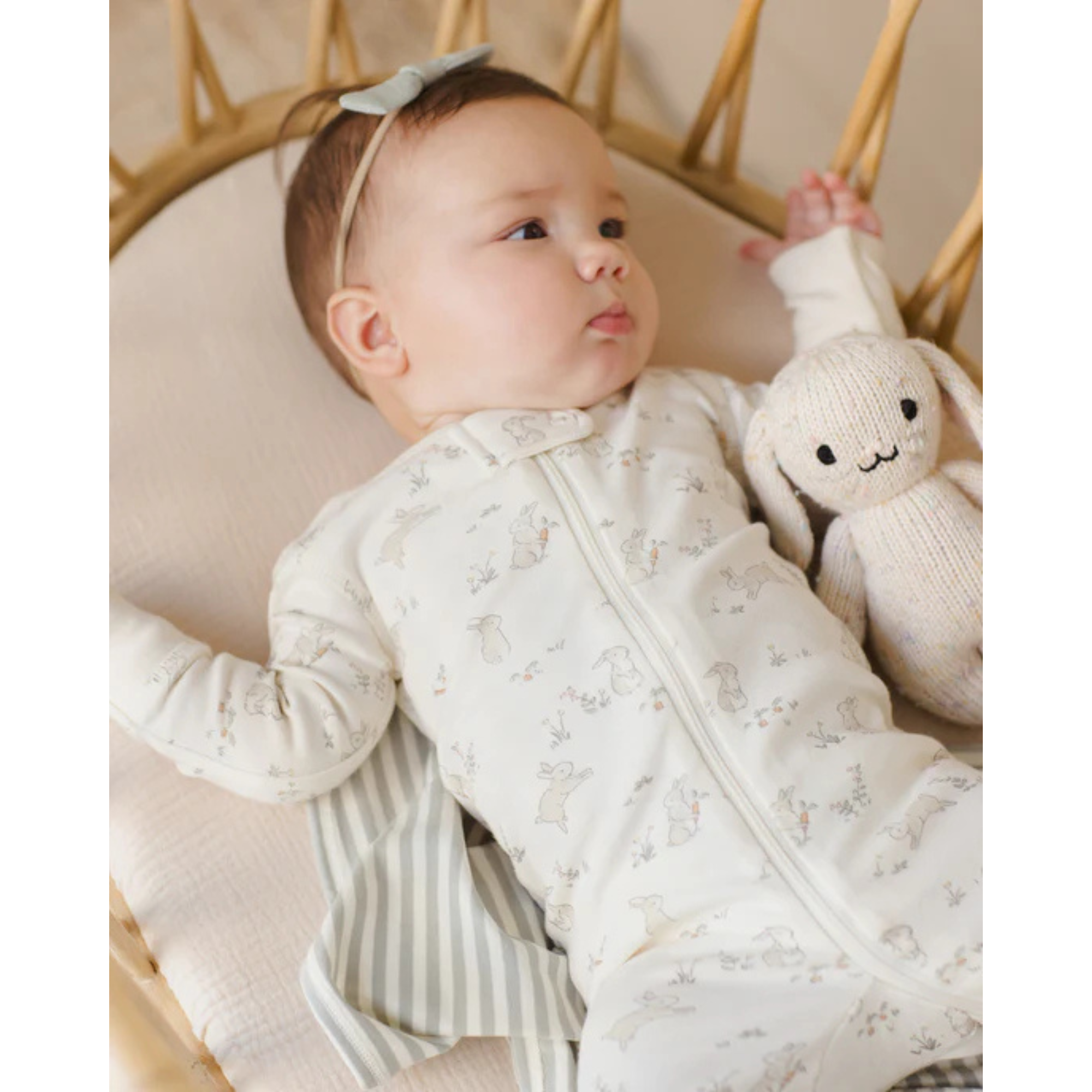 QUINCY MAE Zip Longsleeve Sleeper - Bunnies