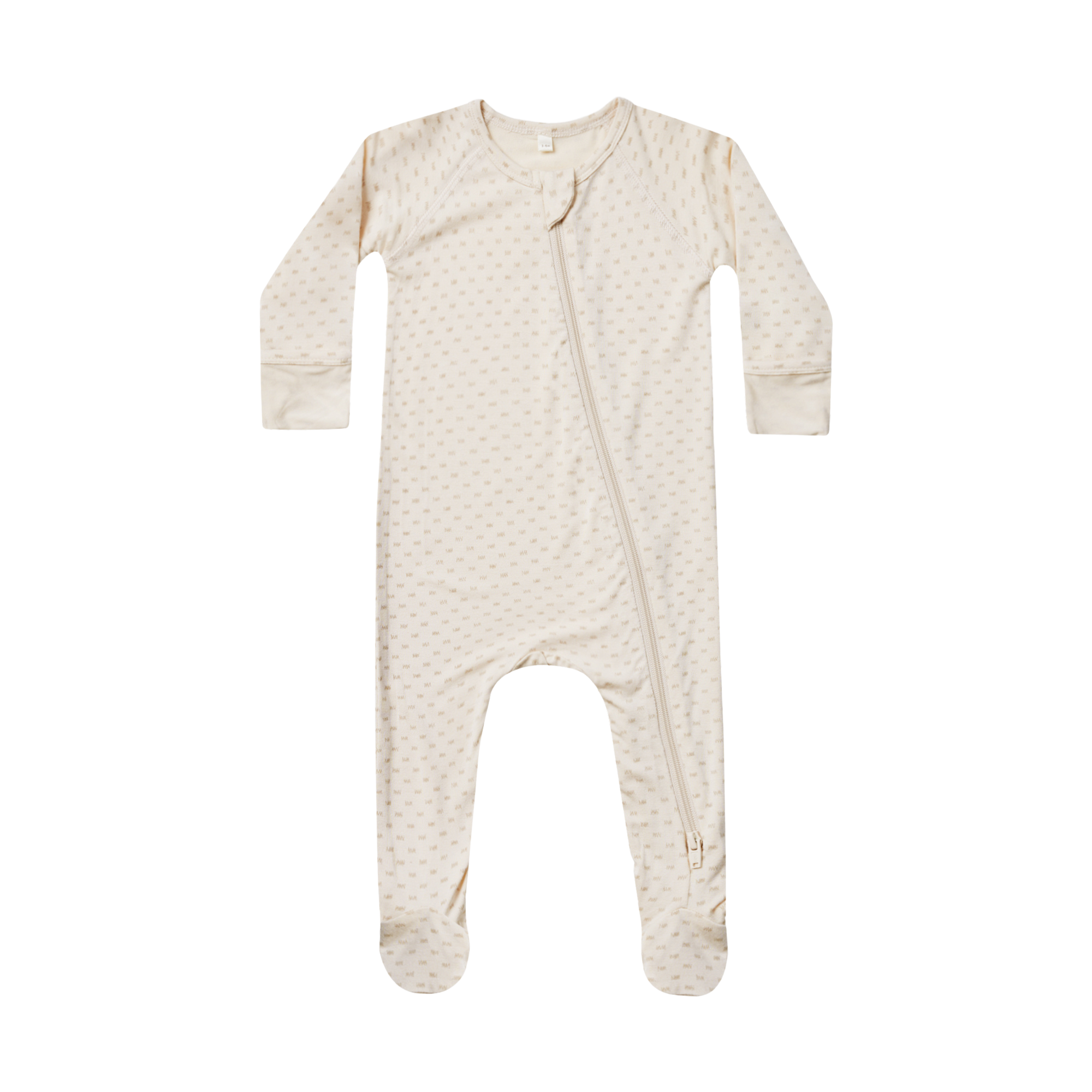 QUINCY MAE Bamboo Zip Footie - Oat Check