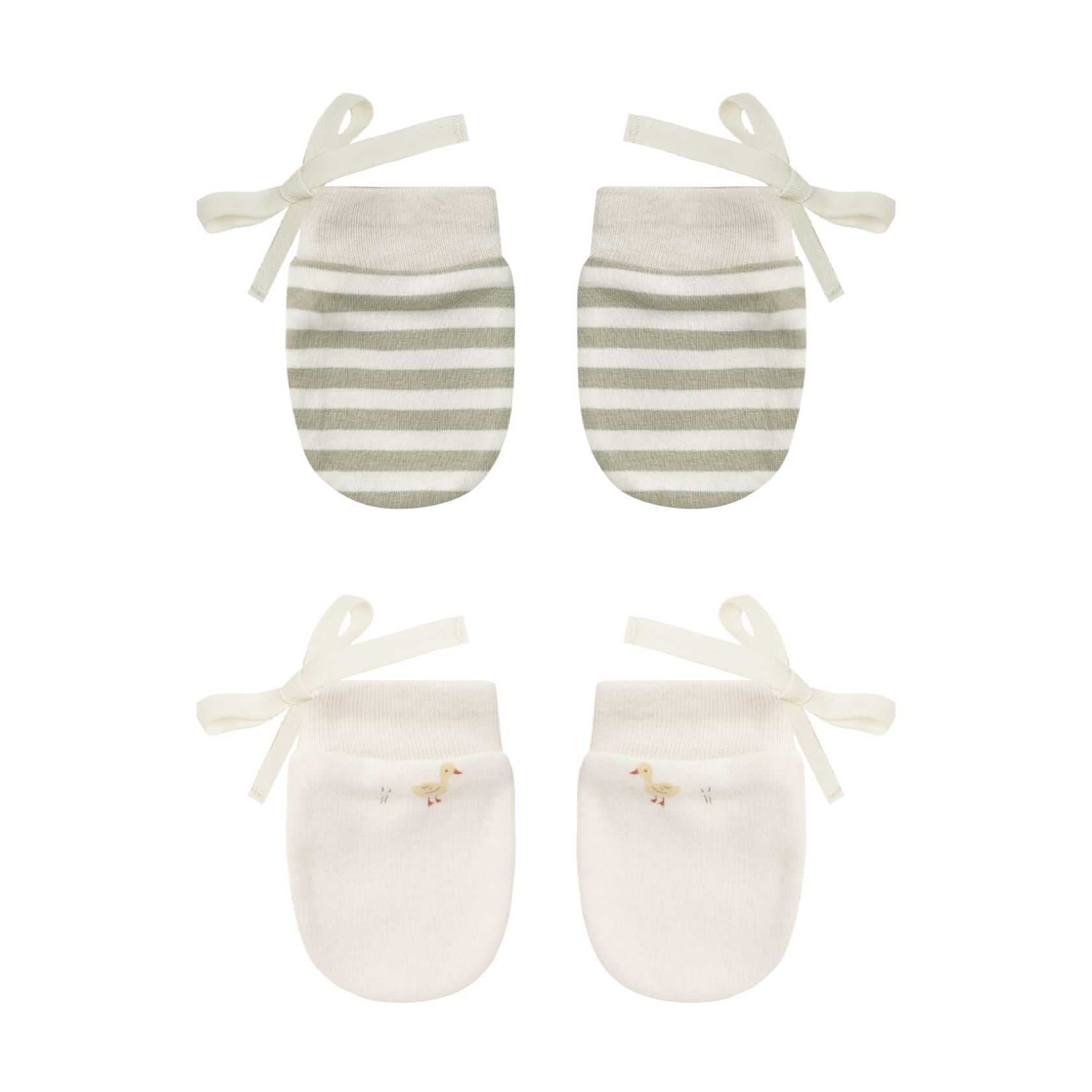 QUINCY MAE No Scratch Mittens (Set of 2) - Sage Stripe