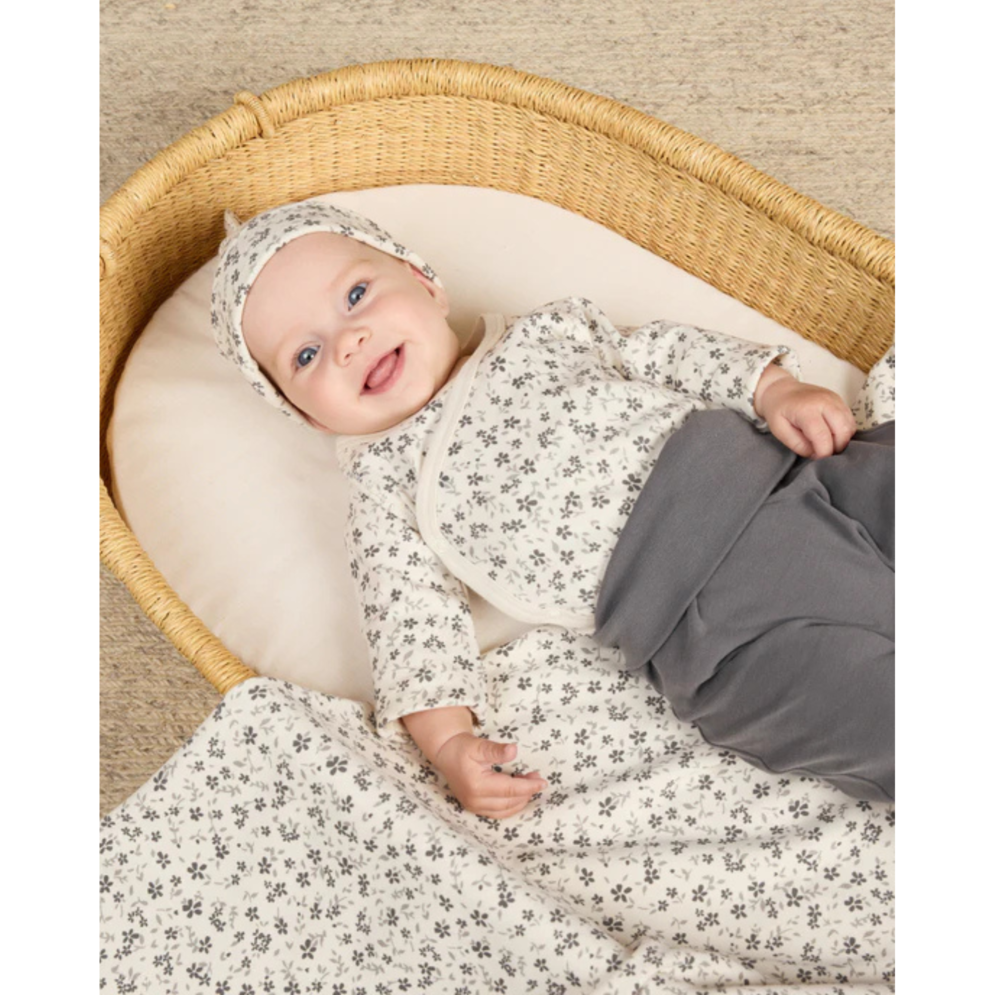 QUINCY MAE Body à boutons-pression sur le côté - Bleu fleuri