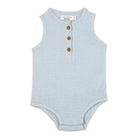 Thumbnail for RISE LITTLE EARTHLING Crinkle Balloon Romper - Light Blue