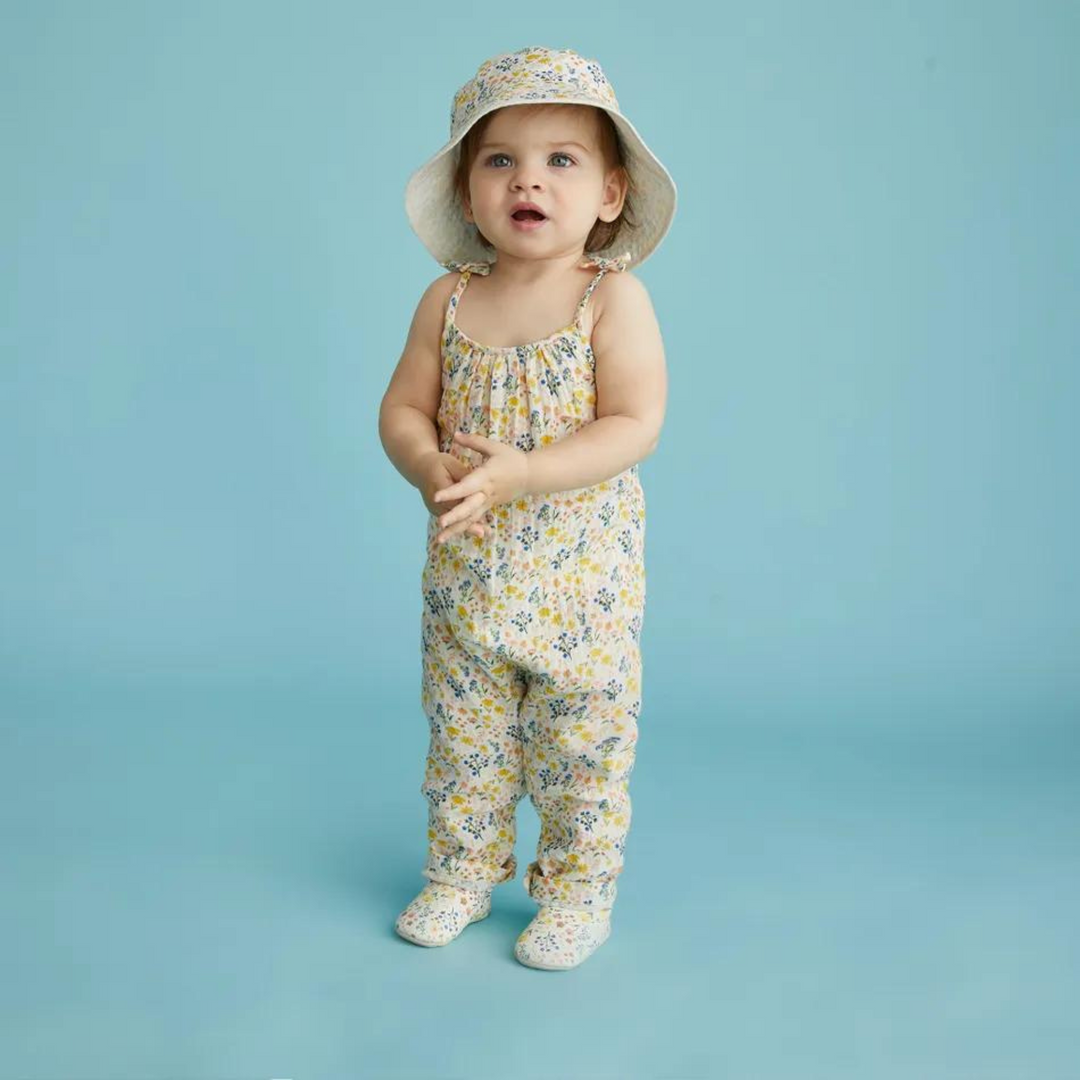 RISE LITTLE EARTHLING Crinkle Romper - Antique White Floral