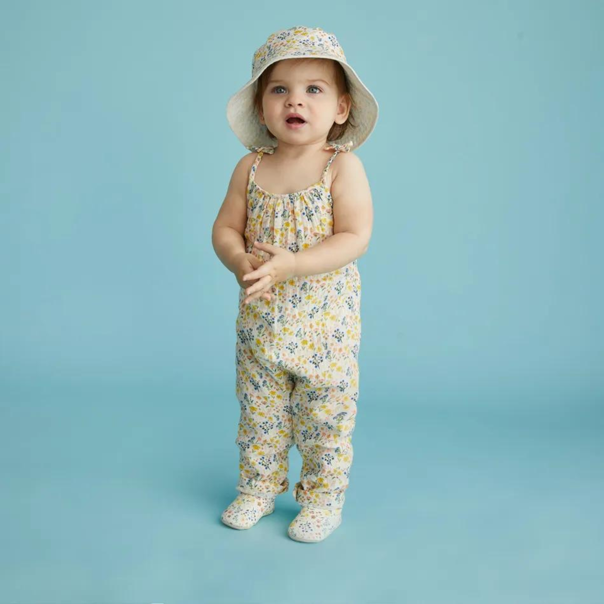 RISE LITTLE EARTHLING Crinkle Romper - Antique White Floral