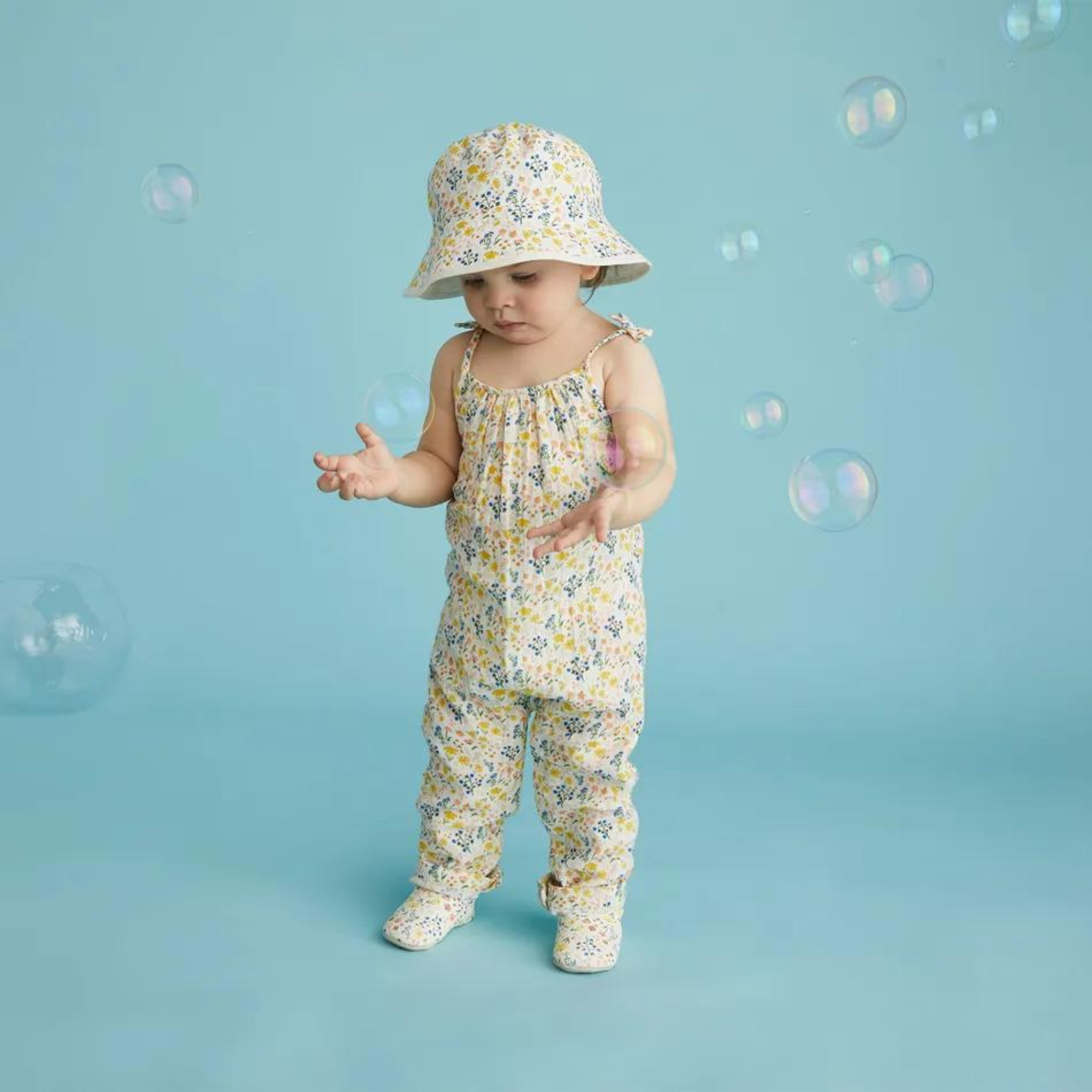 RISE LITTLE EARTHLING Crinkle Romper - Antique White Floral