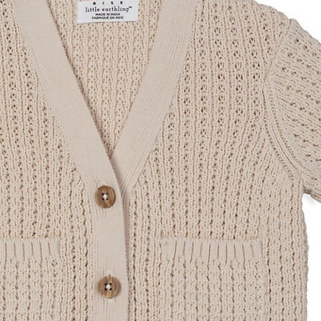 RISE LITTLE EARTHLING V-Neck Cardigan - Beige