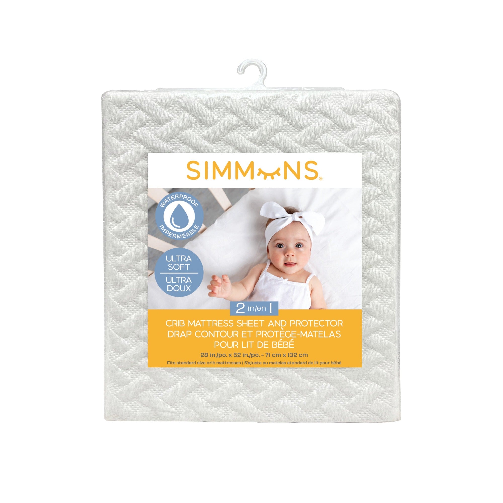 SIMMONS 2-in-1 Crib Mattress Sheet and Protector - Ivory