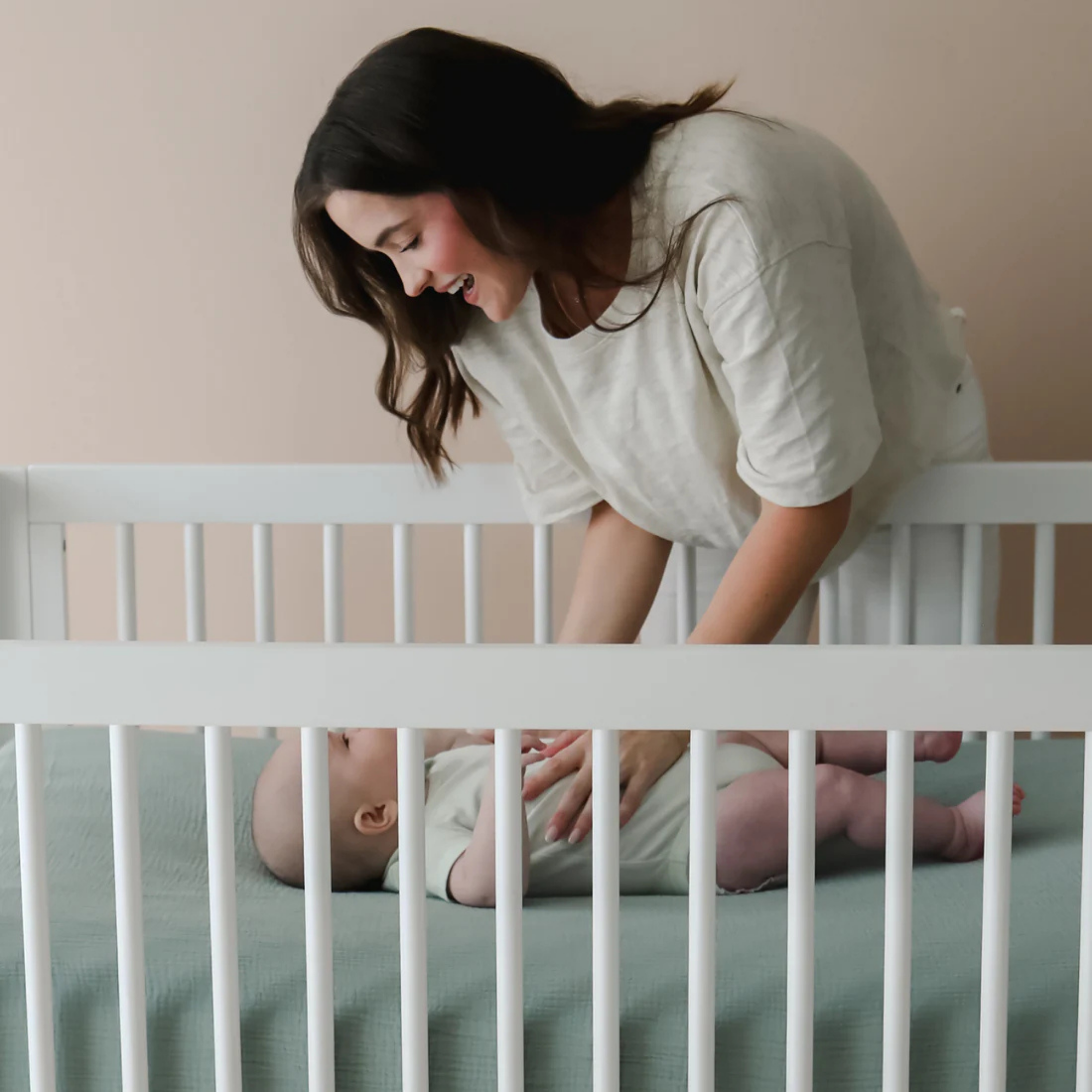 SNUGGLE ME Muslin Crib Sheets - Bluebell + Slate
