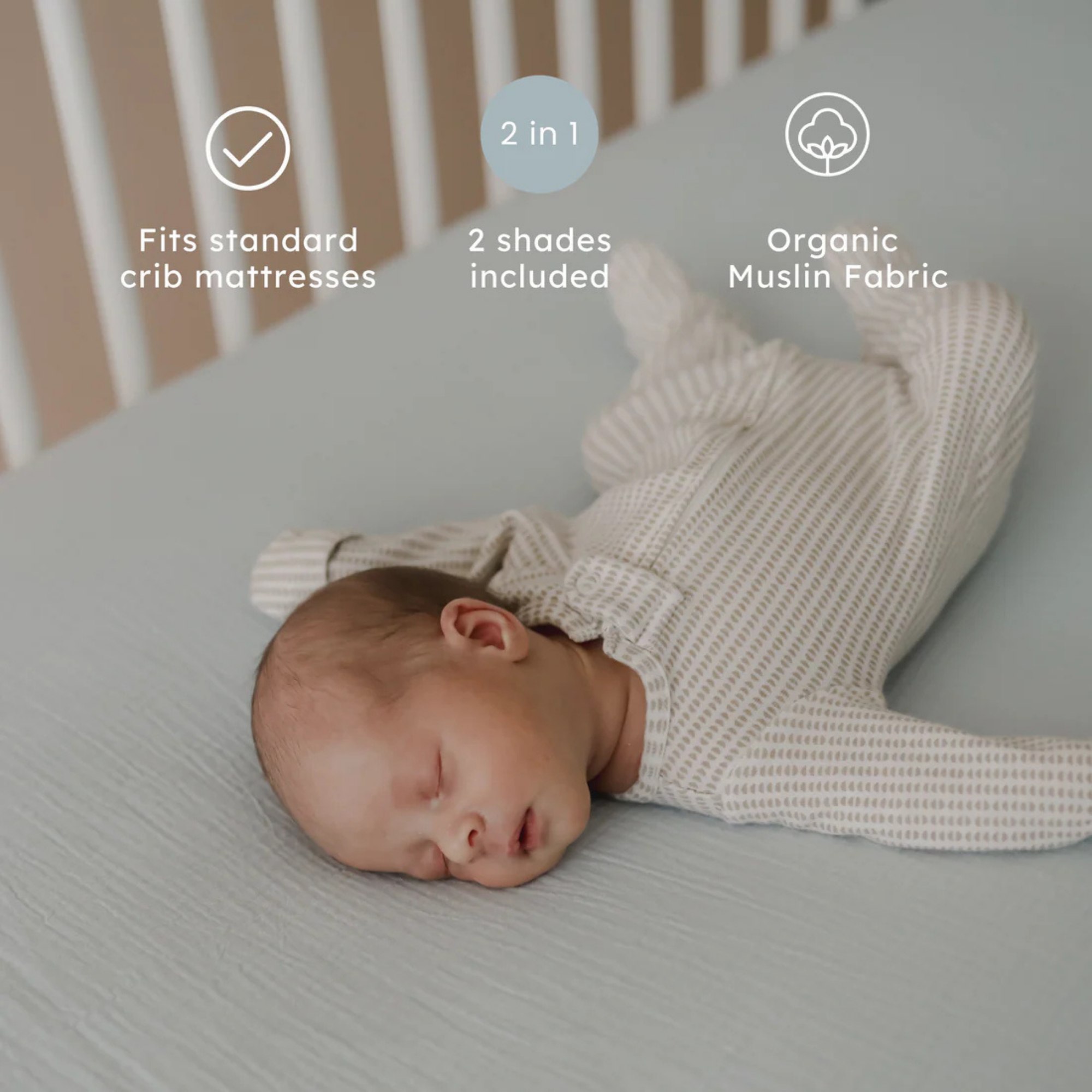 SNUGGLE ME Muslin Crib Sheets - Bluebell + Slate