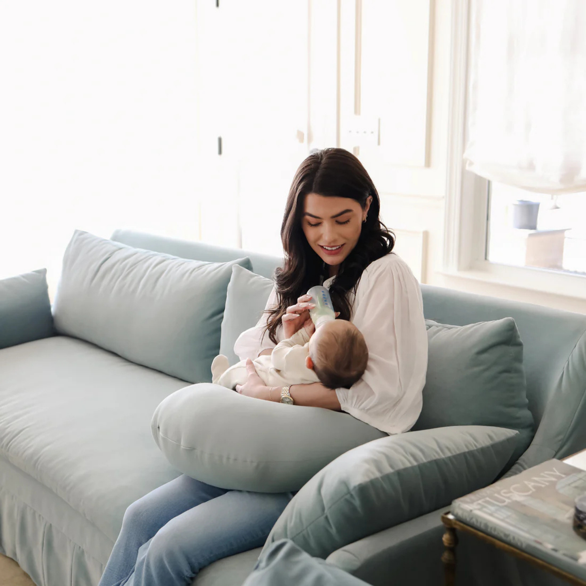 Coussin d'allaitement et de soutien SNUGGLE ME ORGANIC - Ardoise