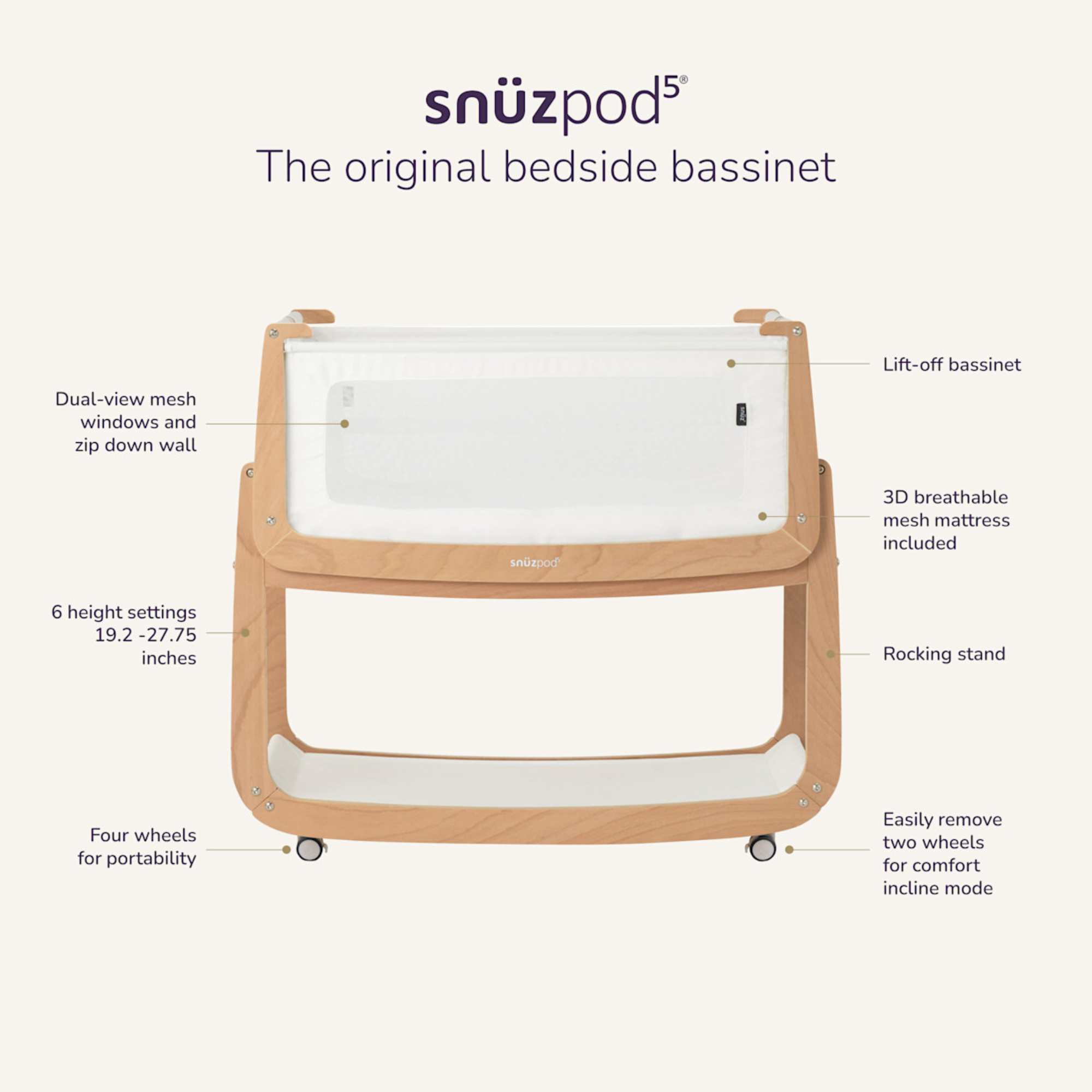 SNUZ SnuzPod5 Bedside Bassinet